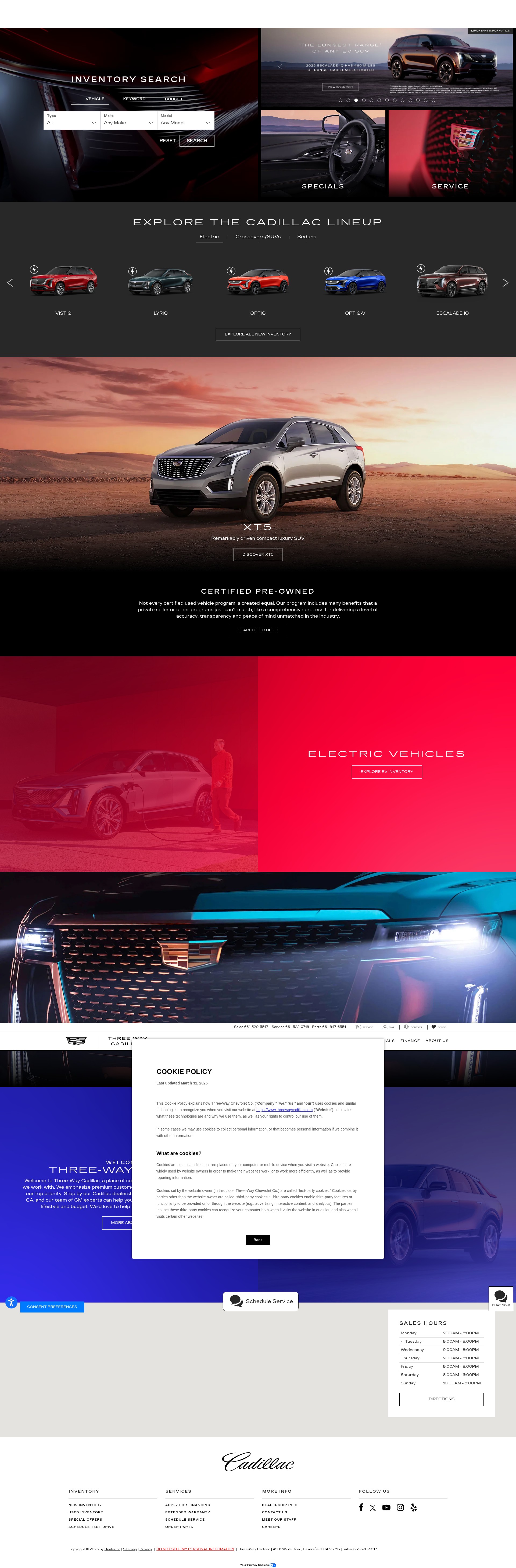 Screenshot of www.threewaycadillac.com