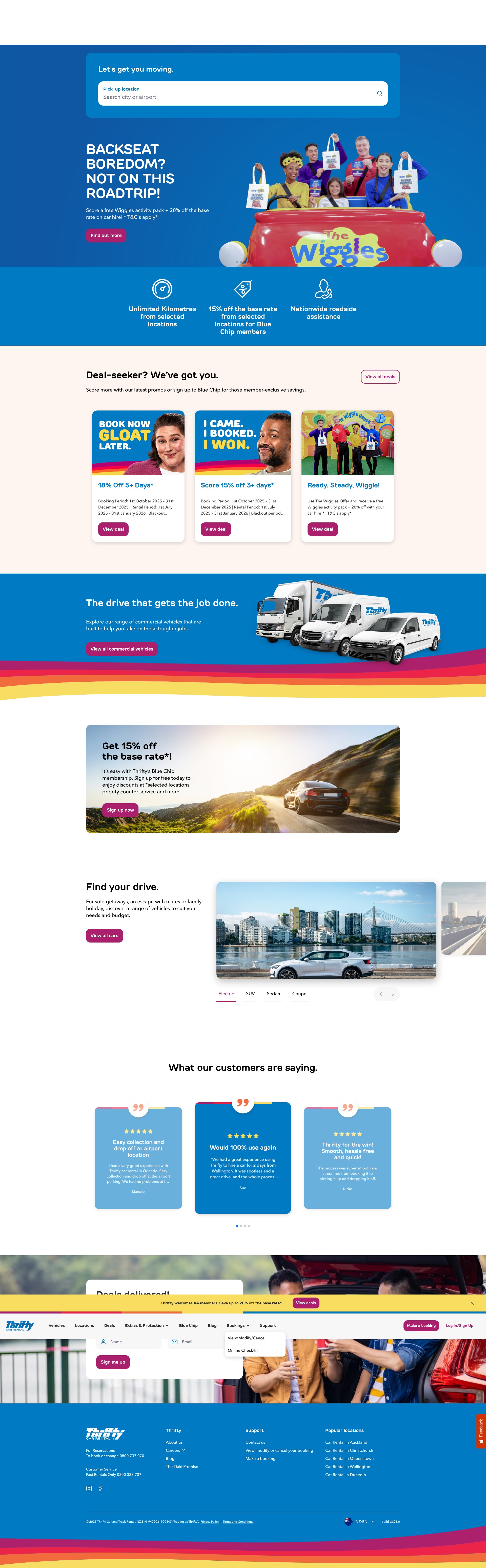 Screenshot of www.thrifty.co.nz