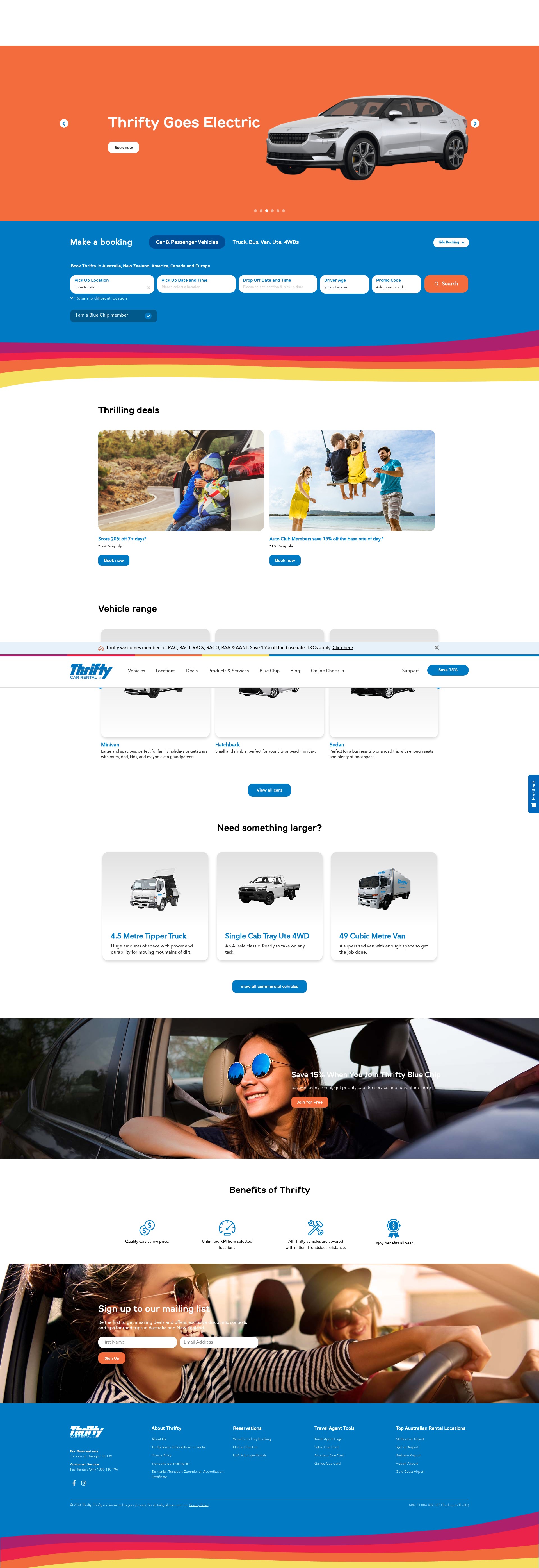 Screenshot of www.thrifty.com.au