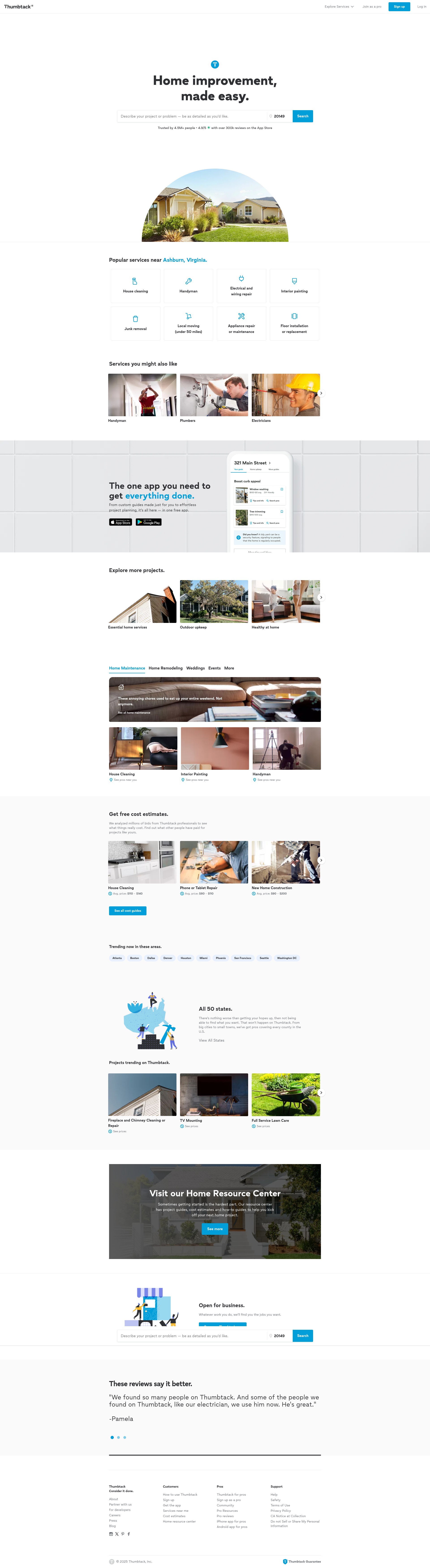 Screenshot of www.thumbtack.com