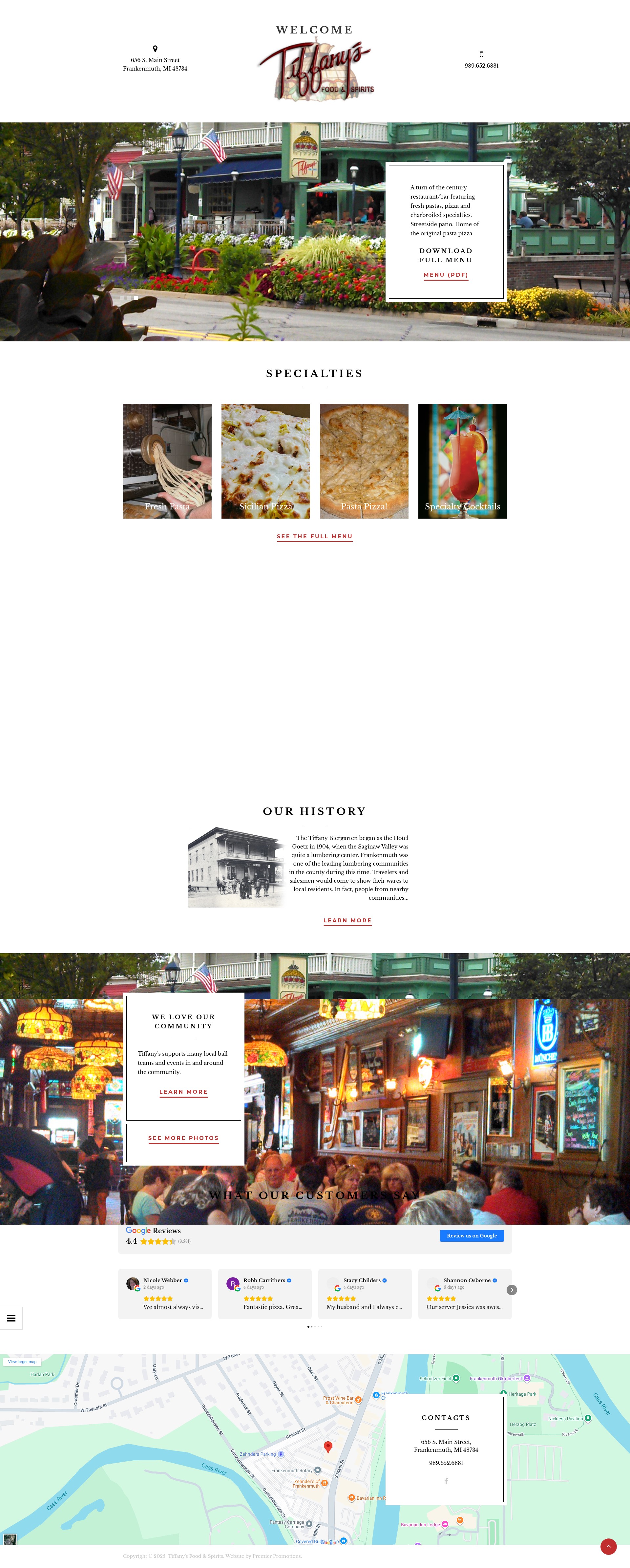 Screenshot of www.tiffanysfoodandspirits.com
