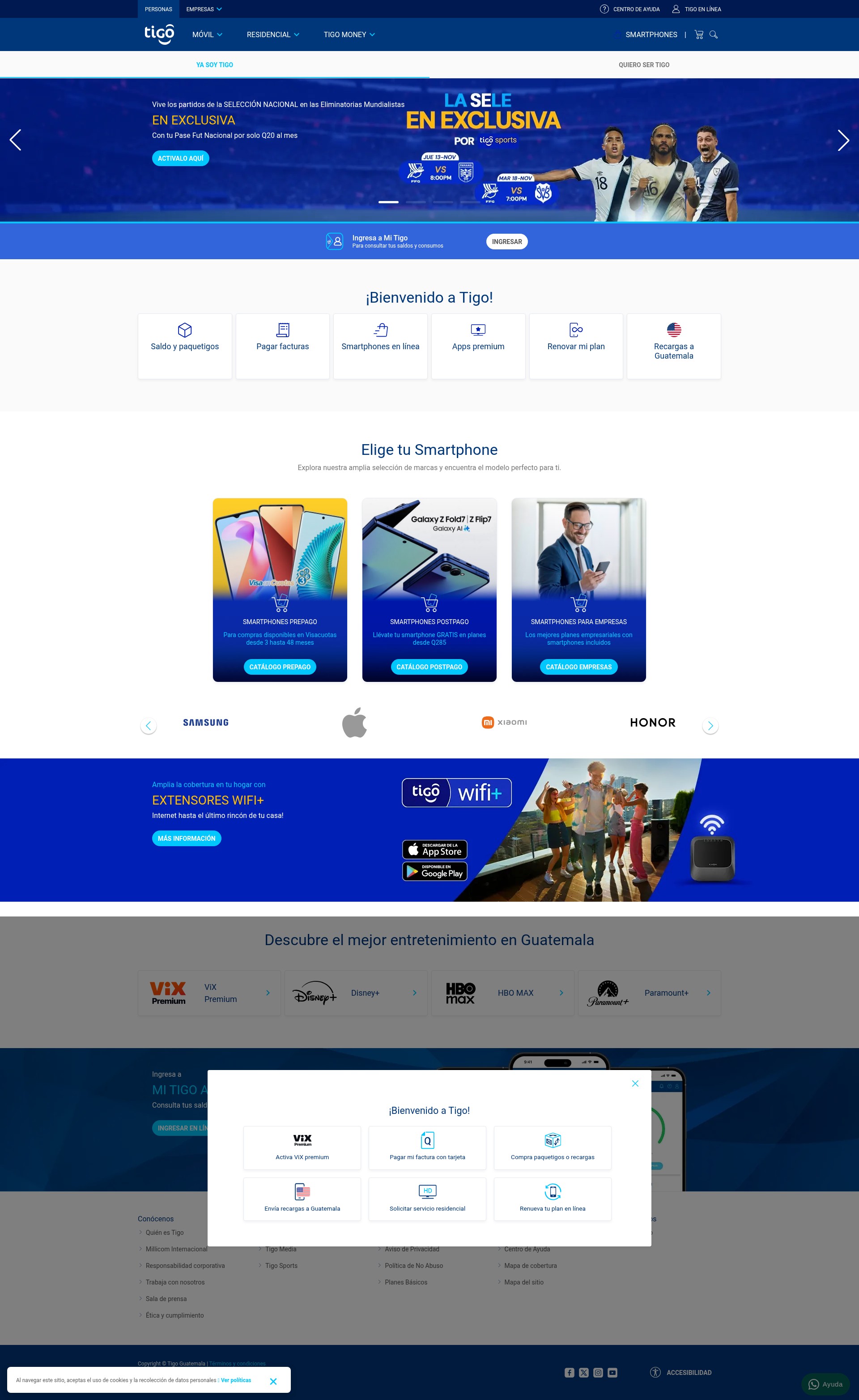 Screenshot of www.tigo.com.gt