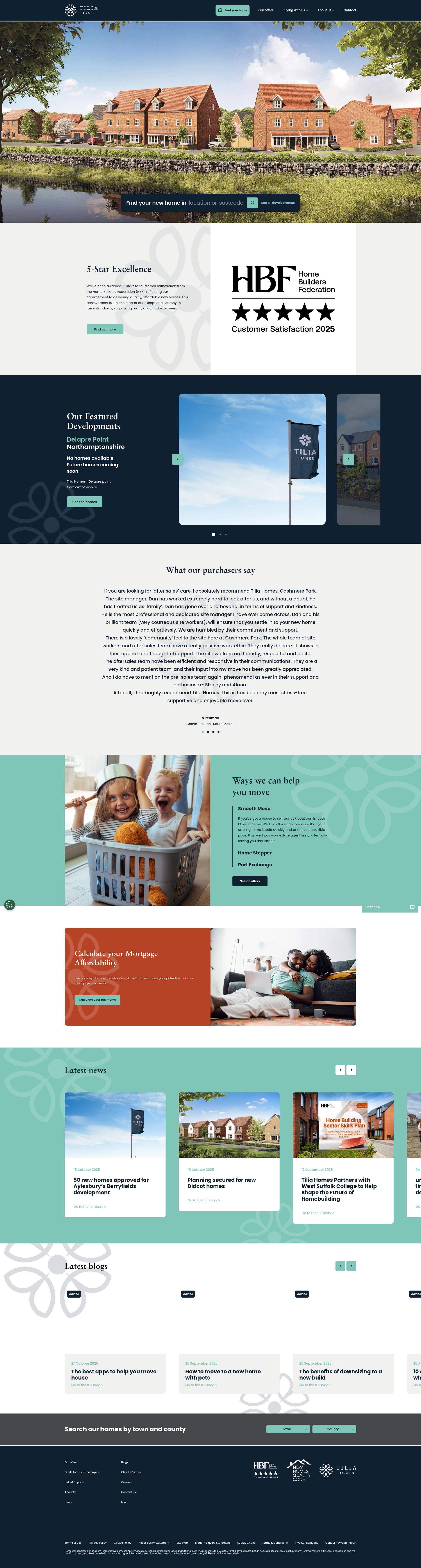 Screenshot of www.tiliahomes.co.uk