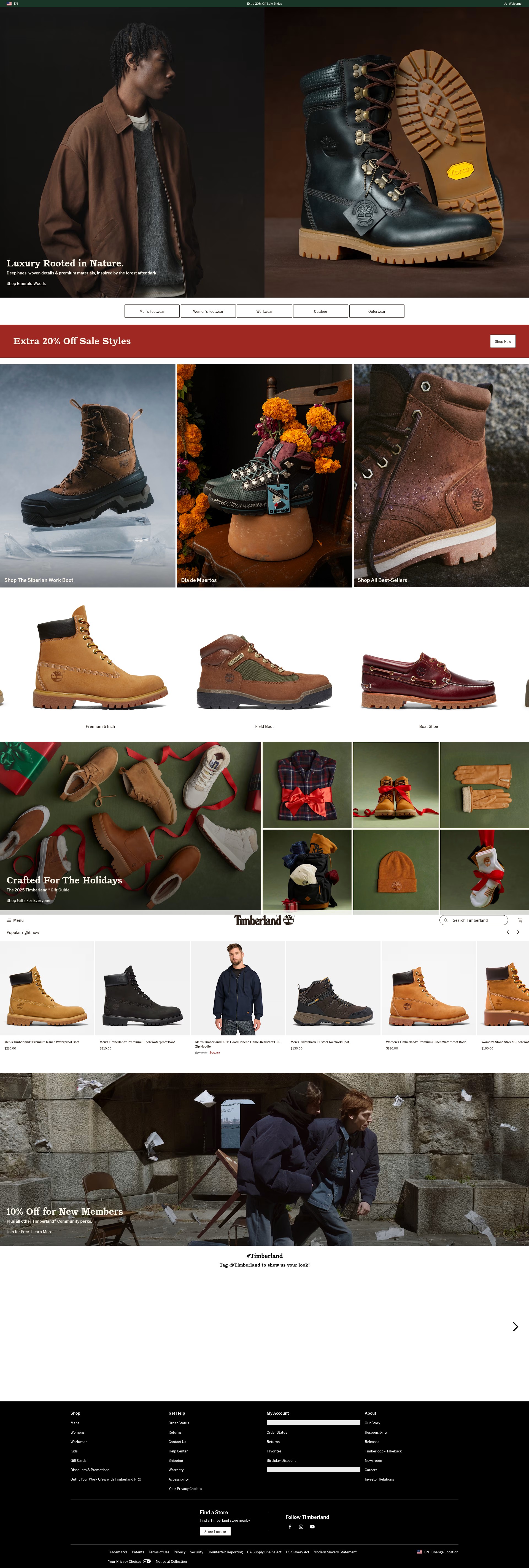 Screenshot of www.timberland.com