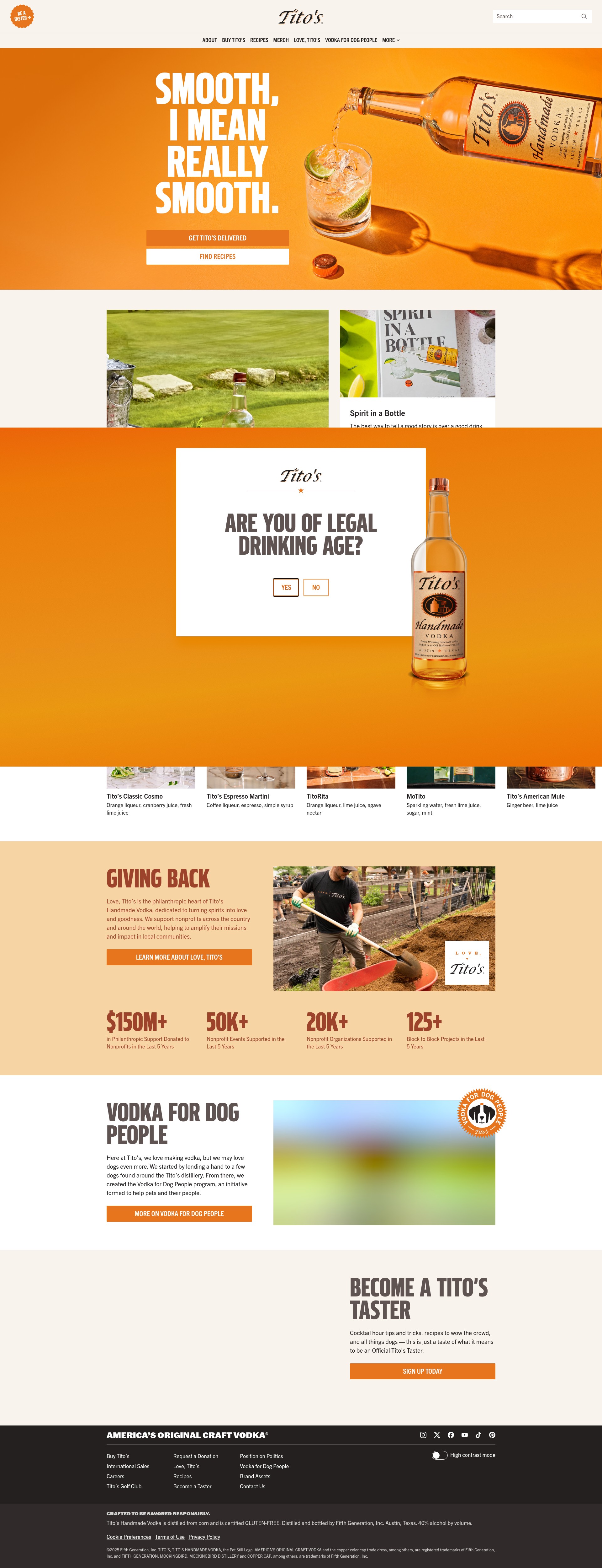 Screenshot of www.titosvodka.com