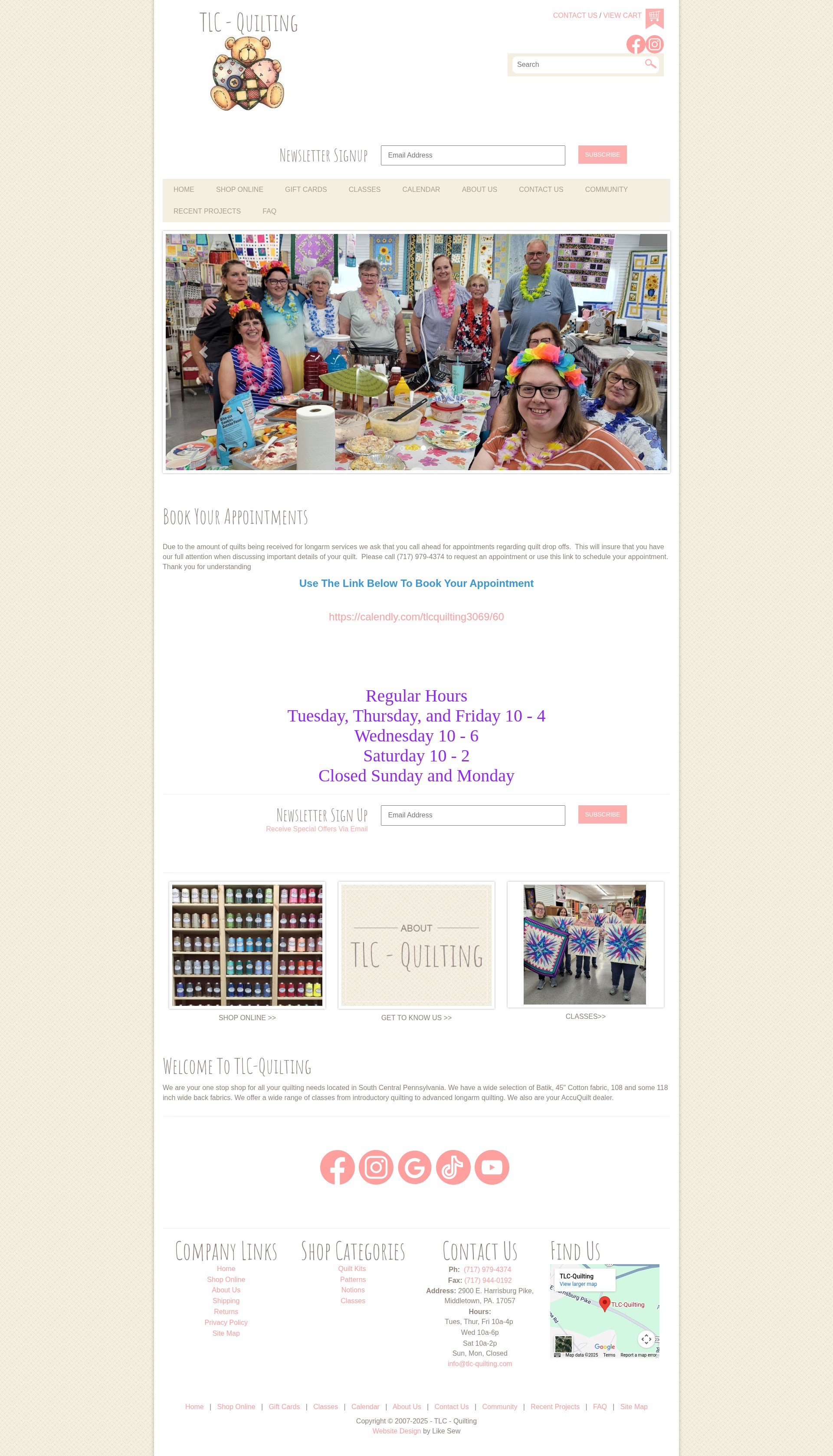 Screenshot of www.tlc-quilting.com