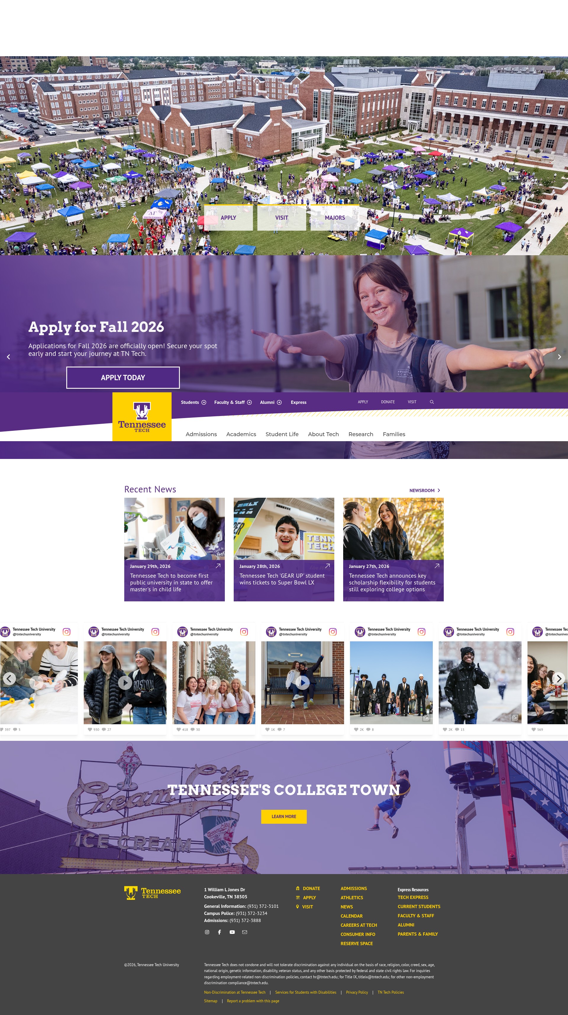 Screenshot of www.tntech.edu