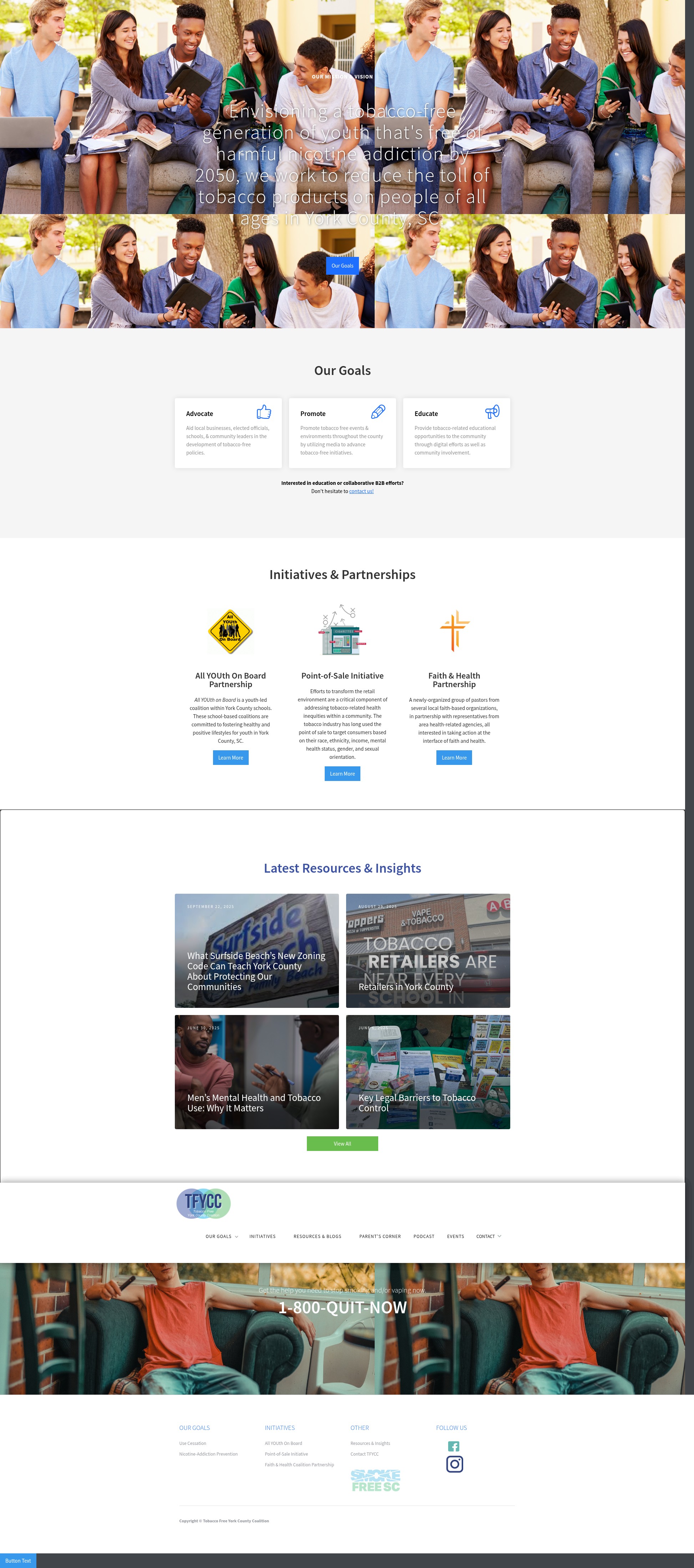 Screenshot of www.tobaccofreeyc.org