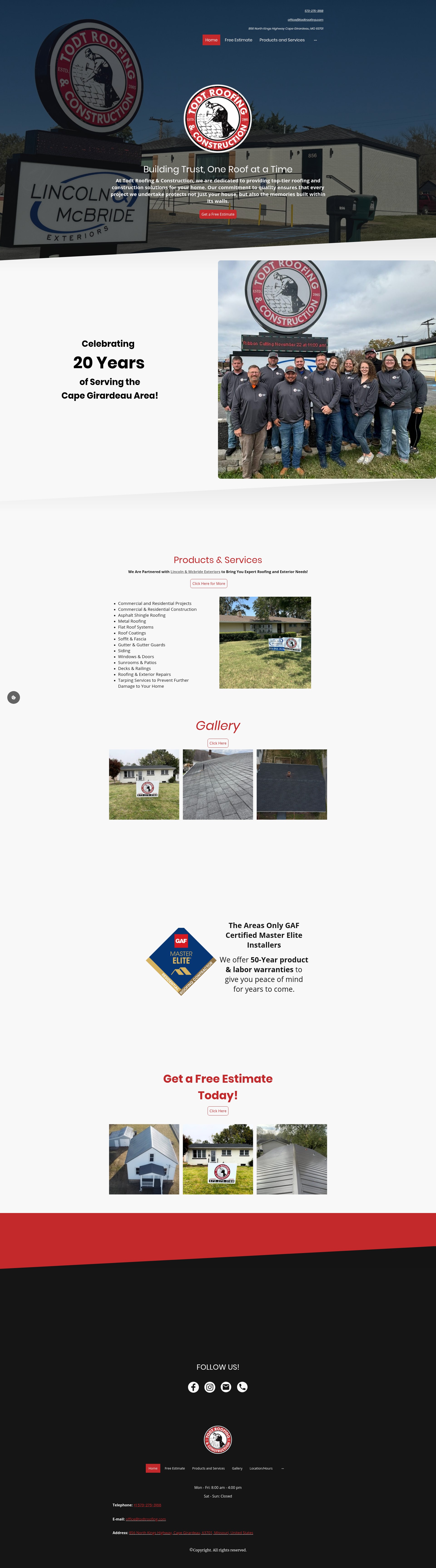 Screenshot of www.todtroofing.com