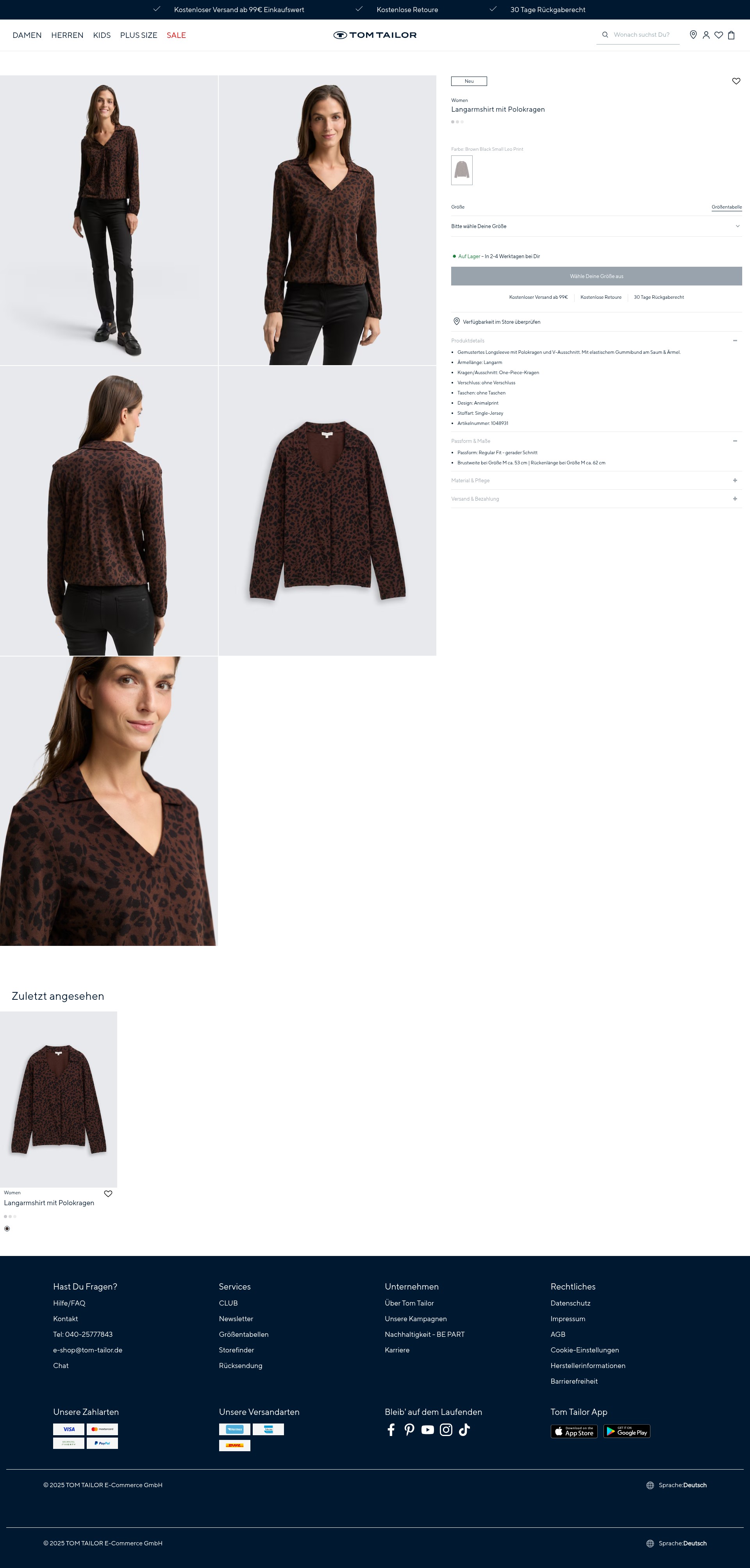 Screenshot of www.tom-tailor.de