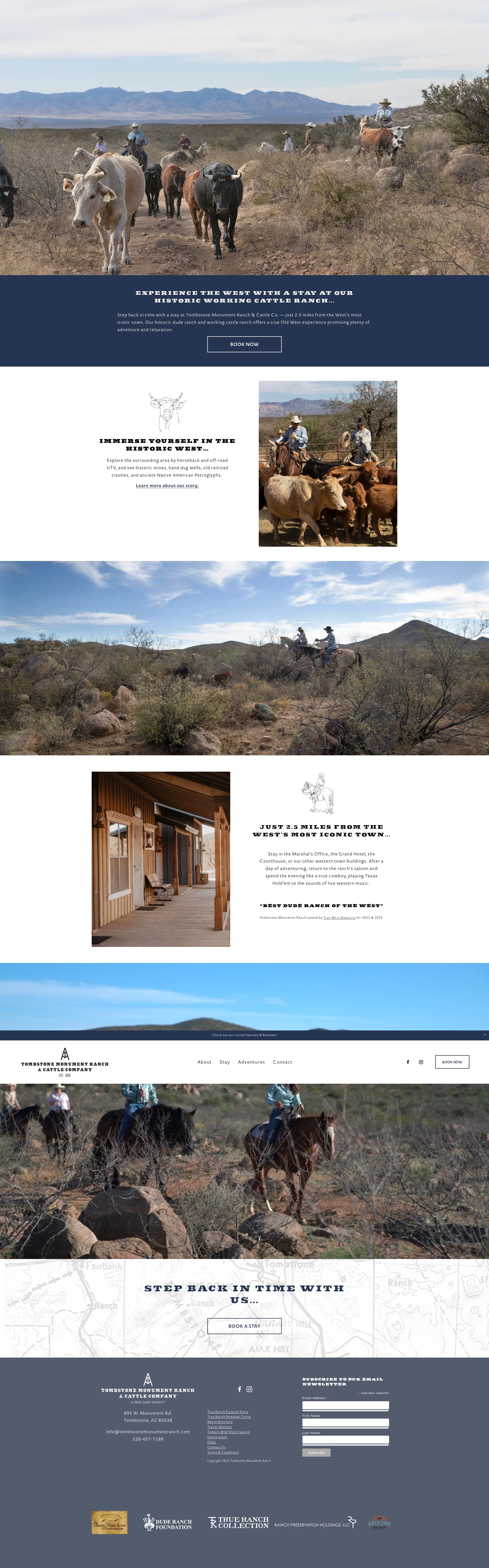 Screenshot of www.tombstonemonumentranch.com
