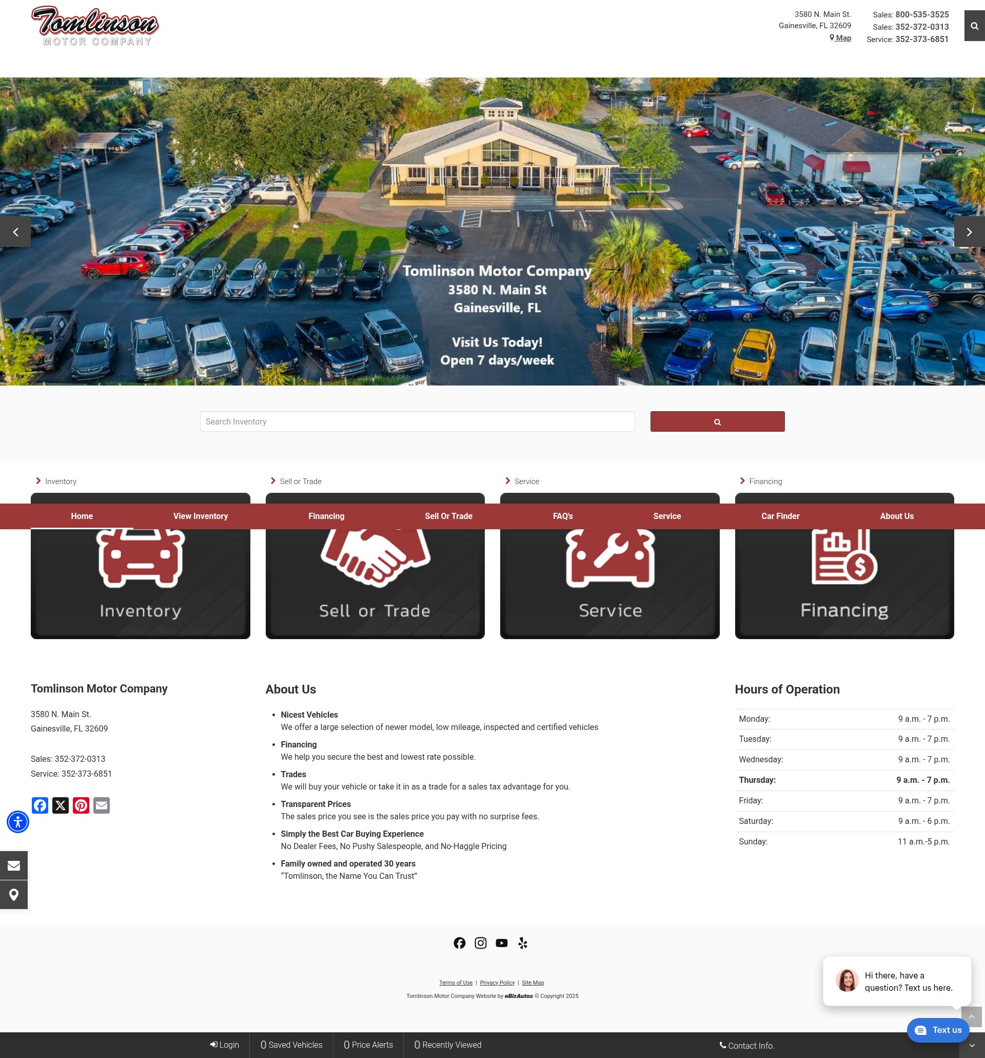 Screenshot of www.tomlinsonmotorco.com