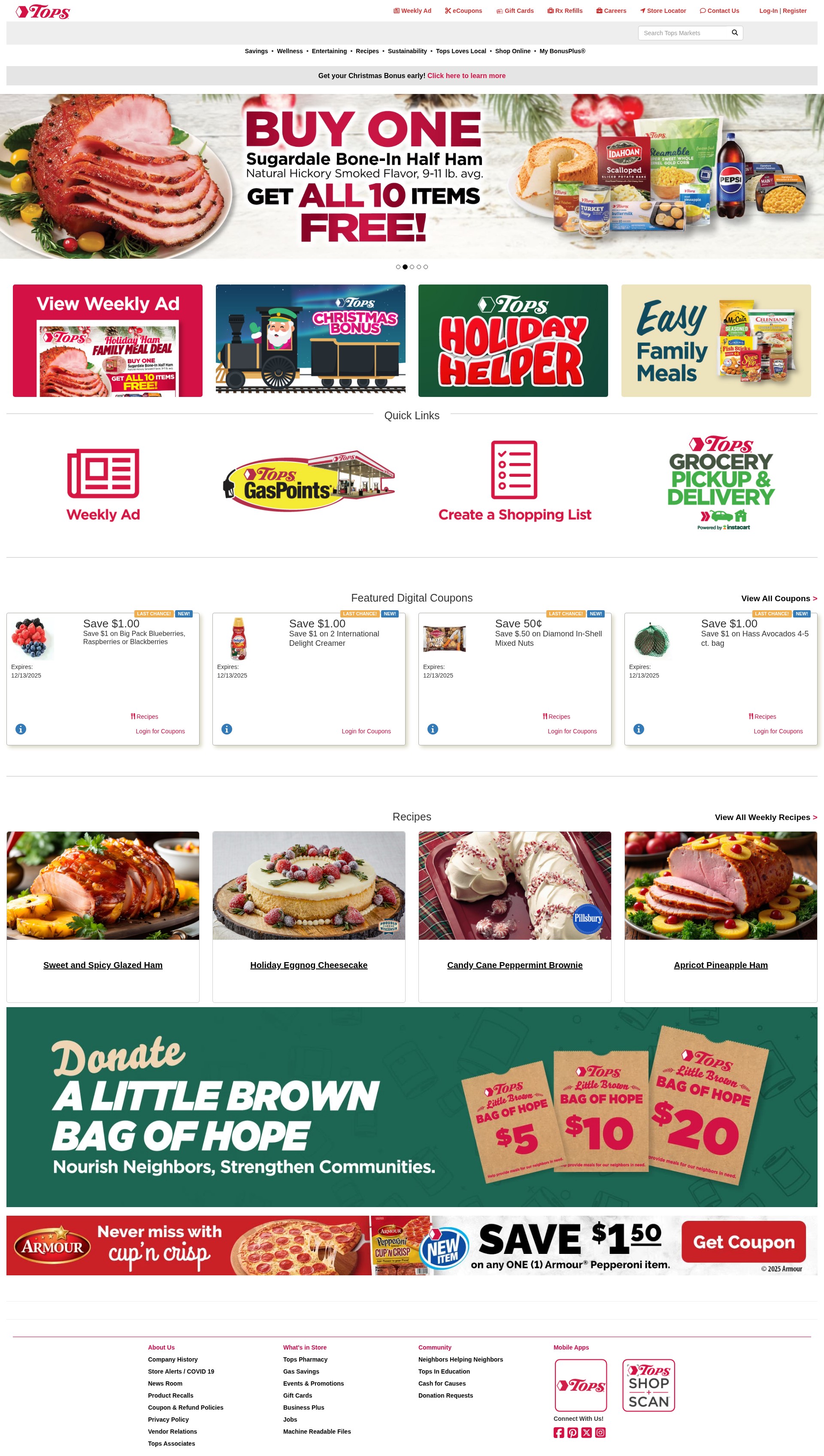 Screenshot of www.topsmarkets.com