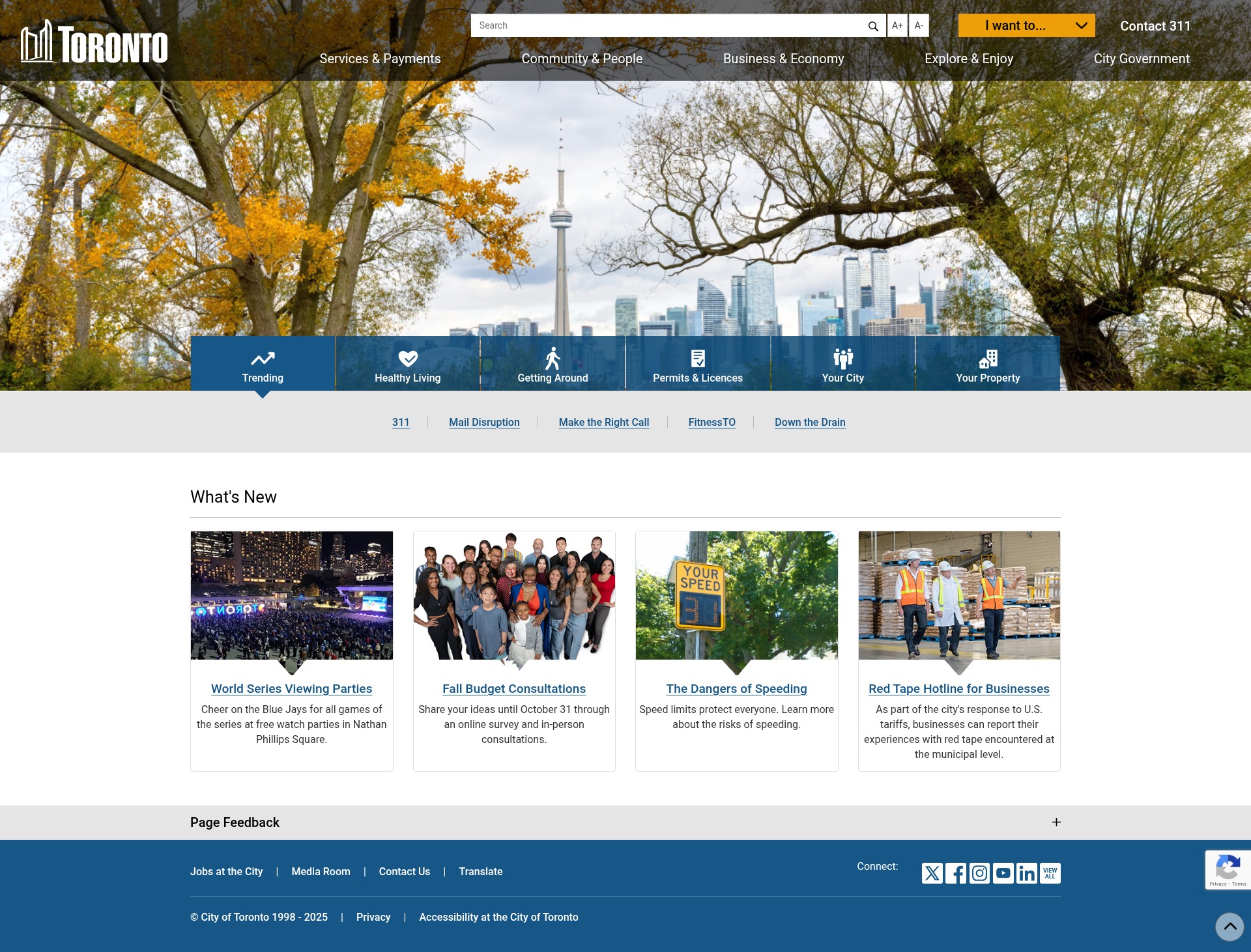 Screenshot of www.toronto.ca