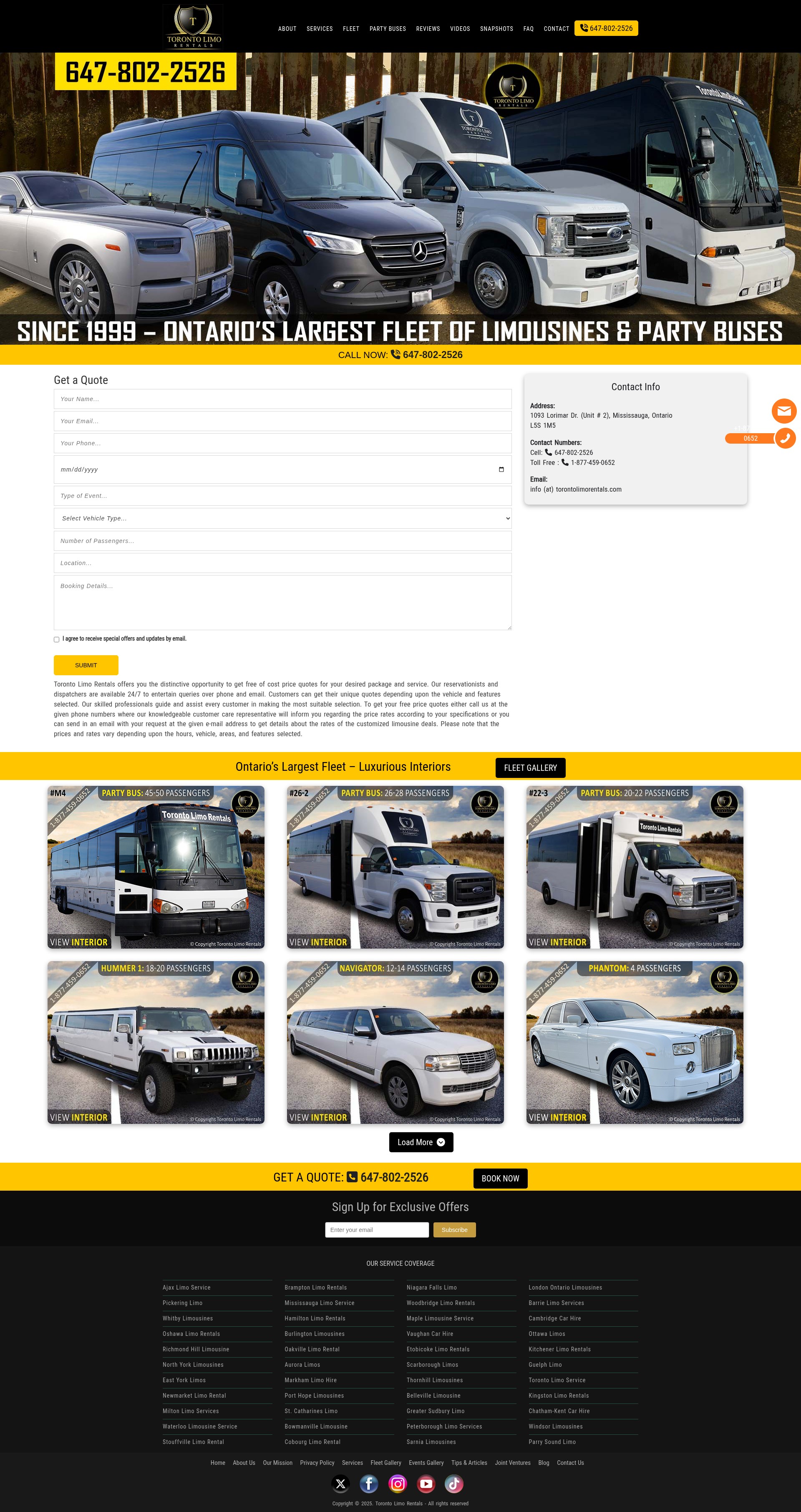 Screenshot of www.torontolimorentals.com