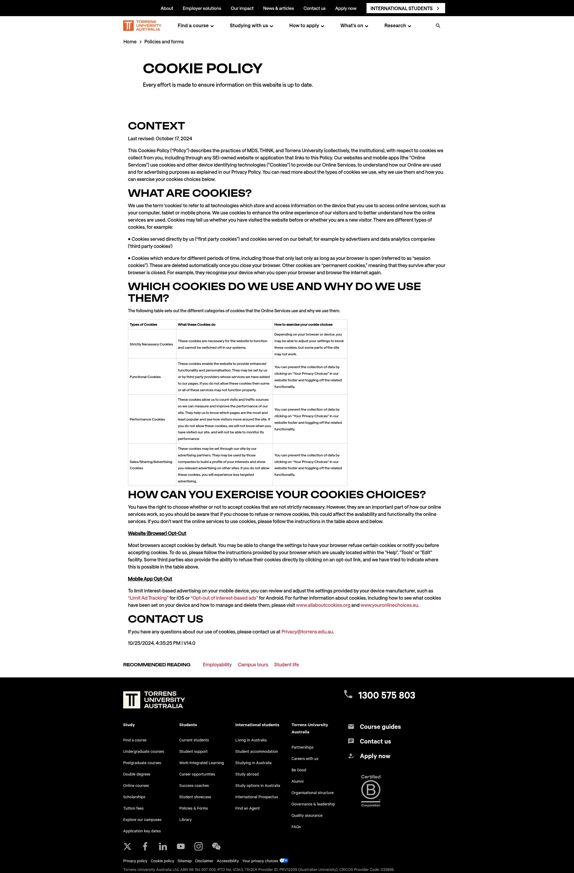 Screenshot of www.torrens.edu.au