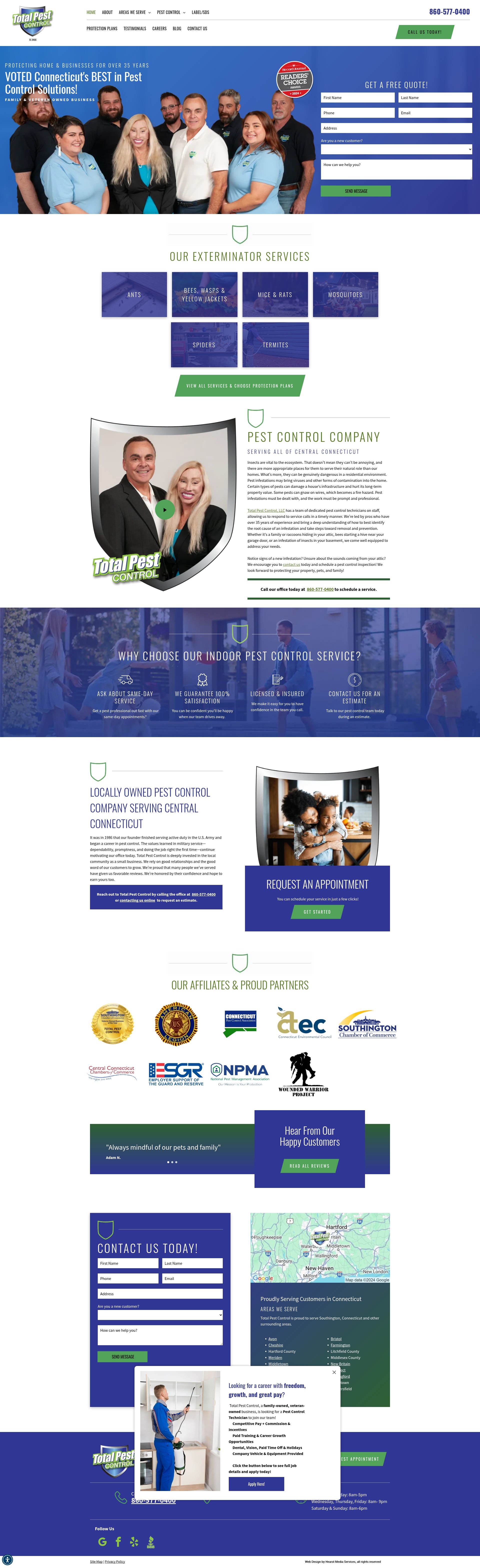 Screenshot of www.totalpestcontrolct.com