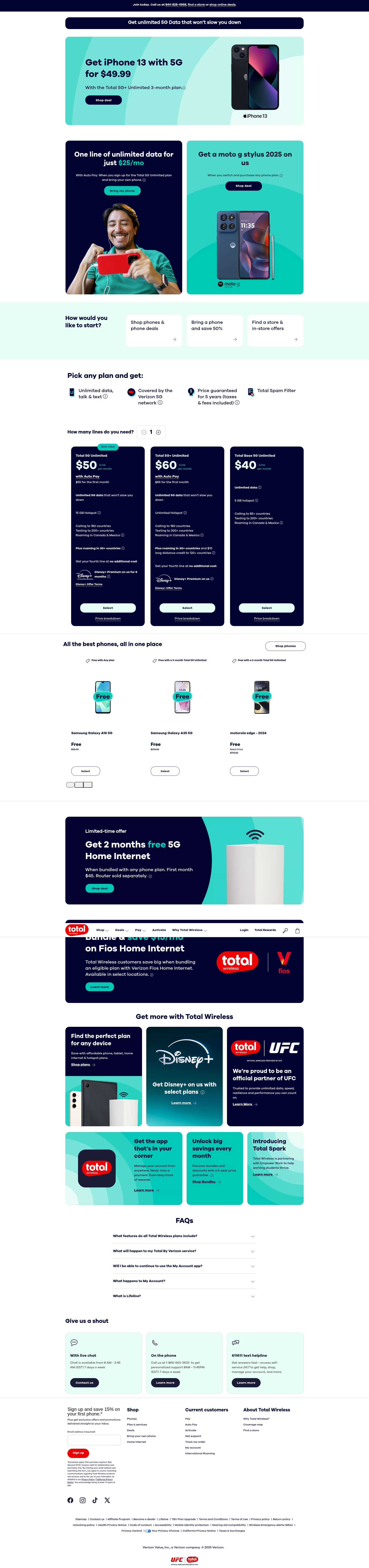 Screenshot of www.totalwireless.com