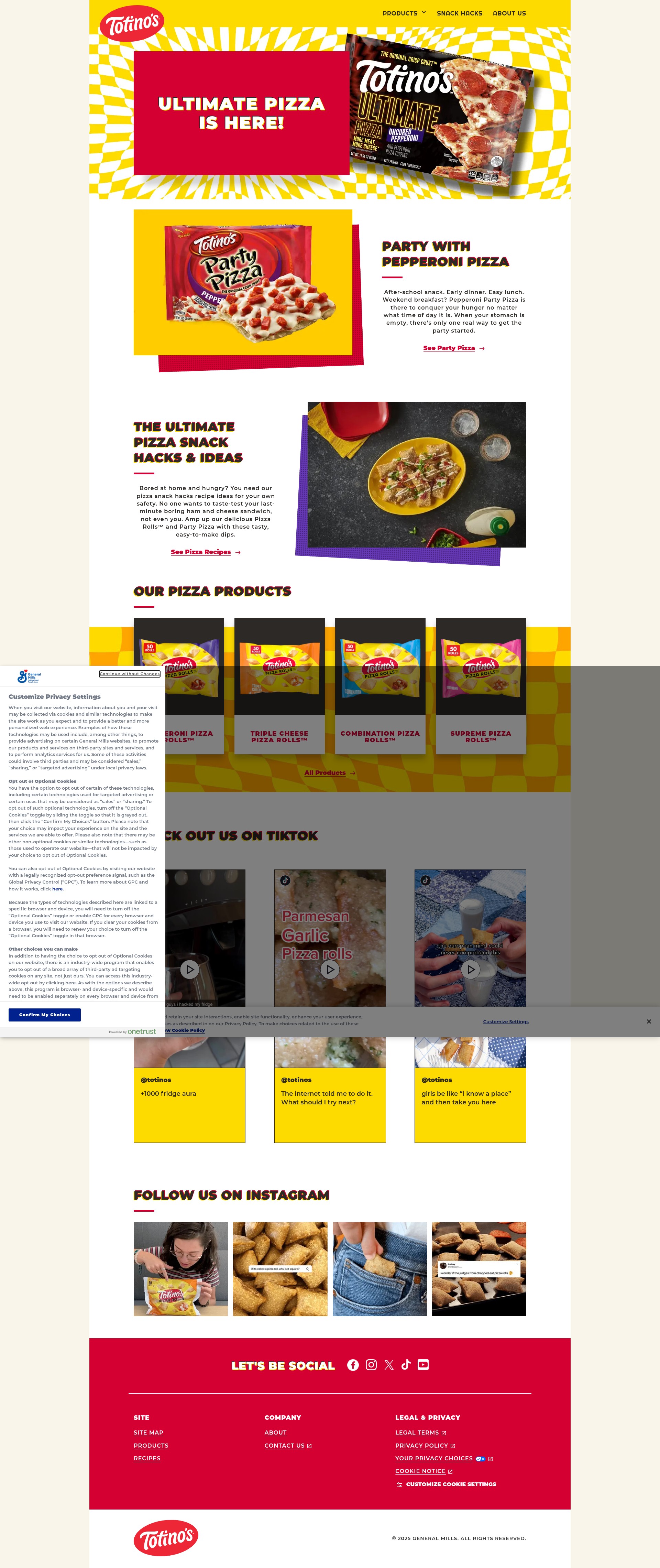 Screenshot of www.totinos.com