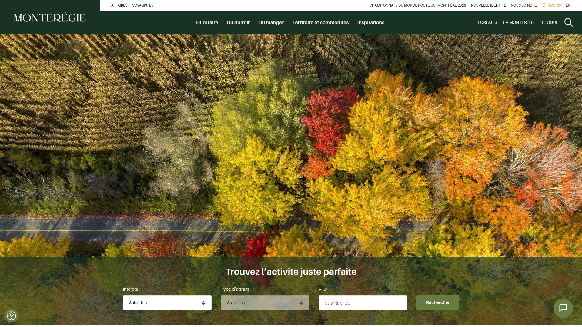 Screenshot of www.tourisme-monteregie.qc.ca