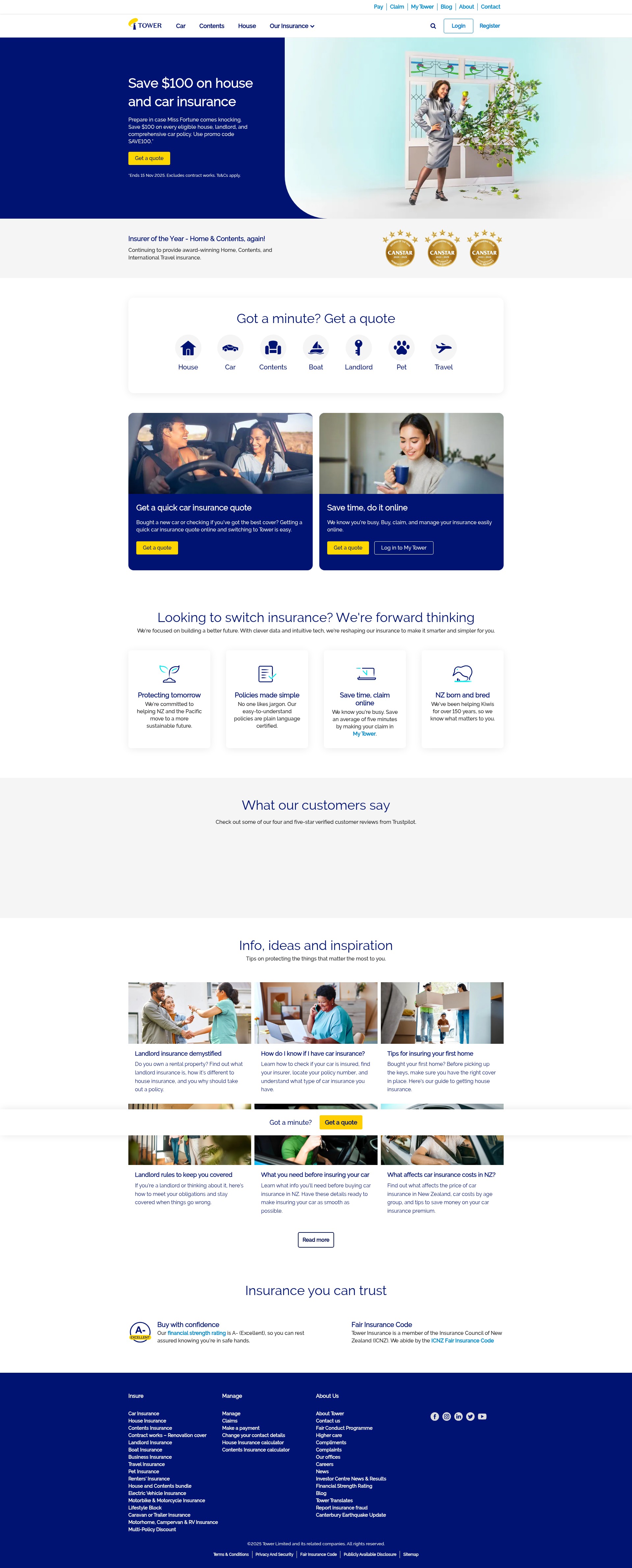 Screenshot of www.tower.co.nz