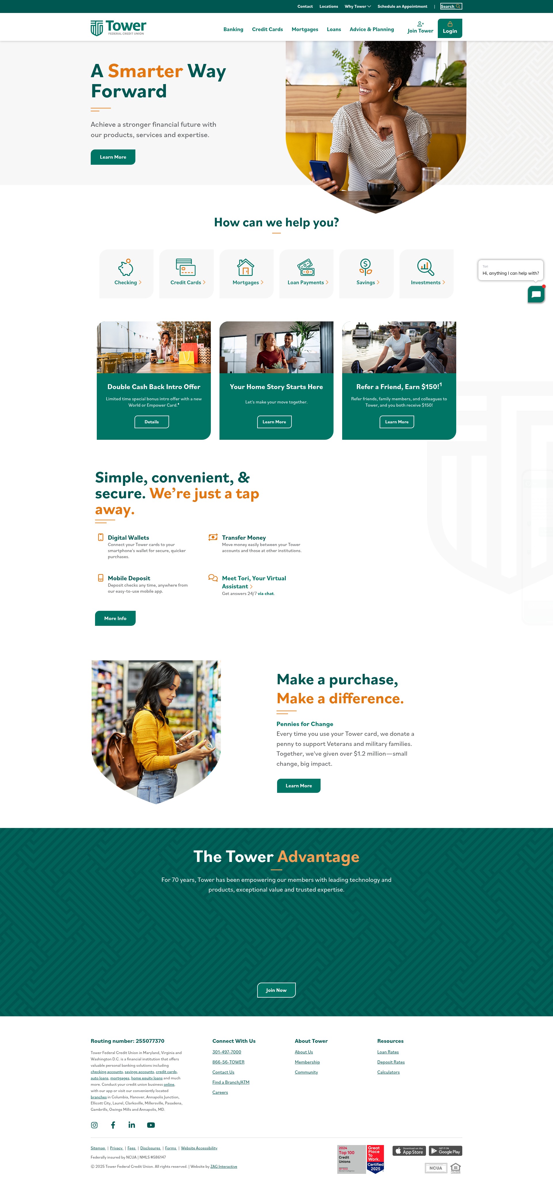 Screenshot of www.towerfcu.org