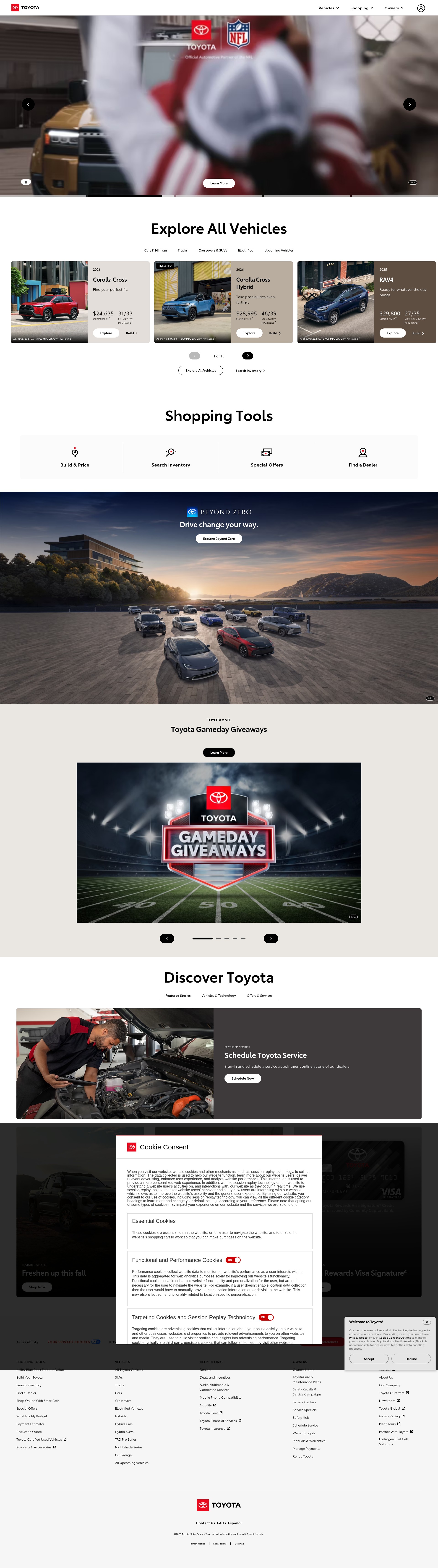 Screenshot of www.toyota.com