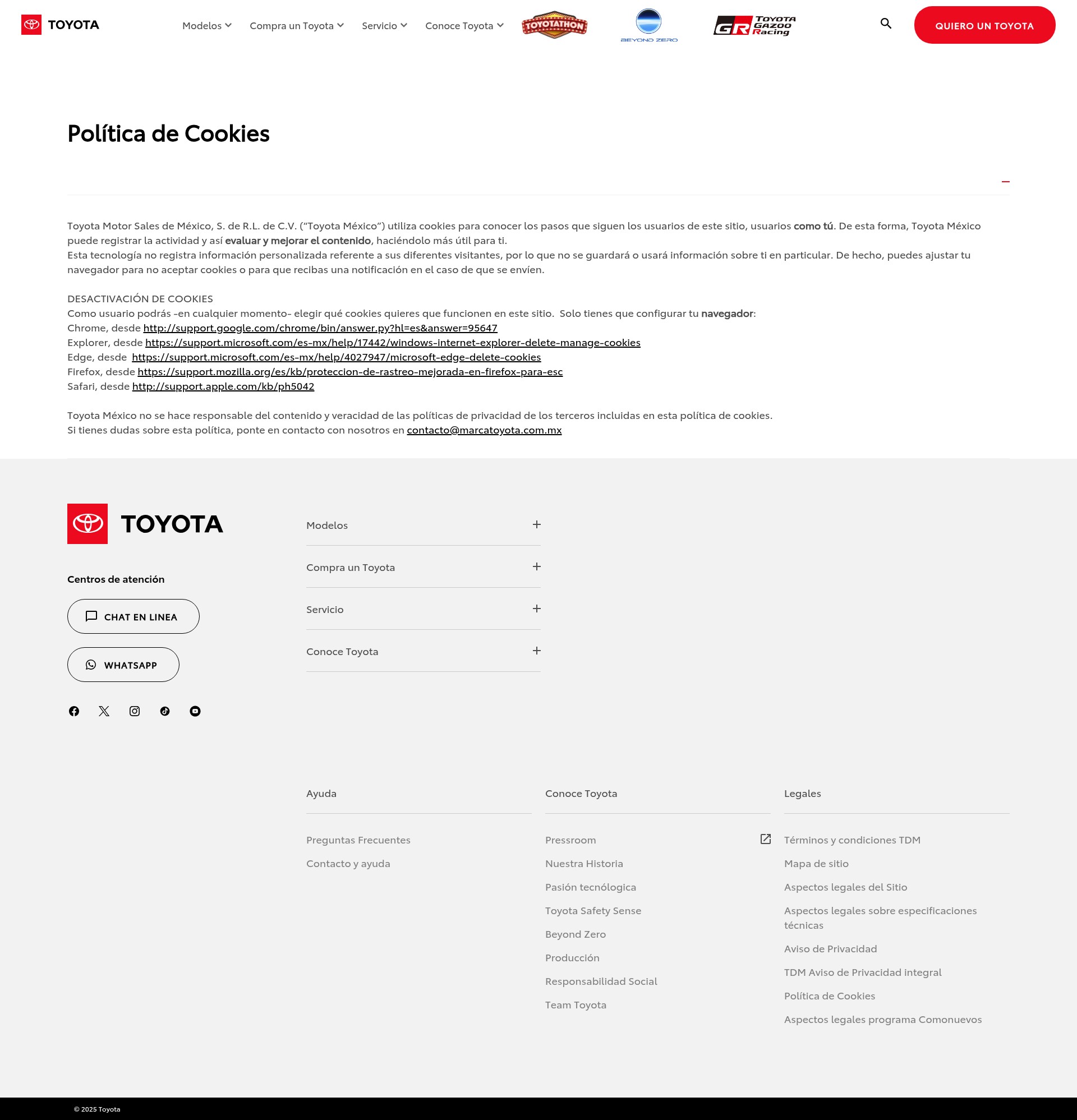 Screenshot of www.toyota.mx