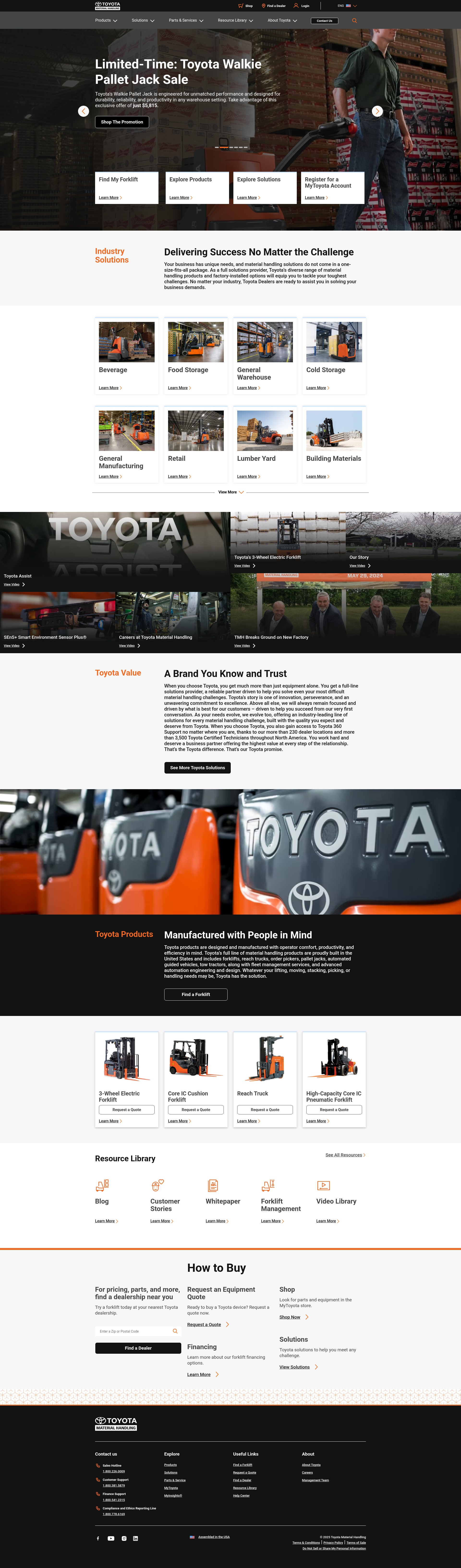 Screenshot of www.toyotaforklift.com