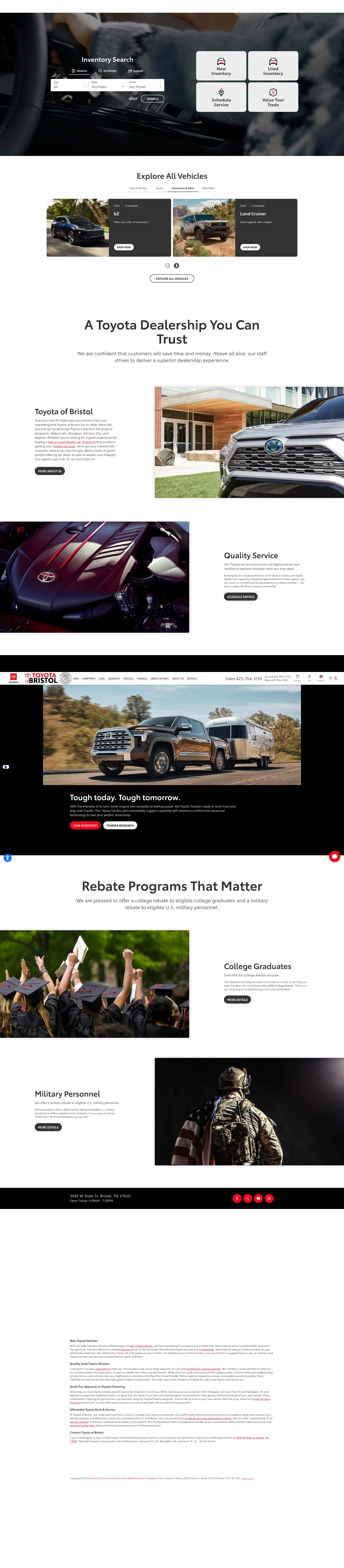 Screenshot of www.toyotaofbristol.com