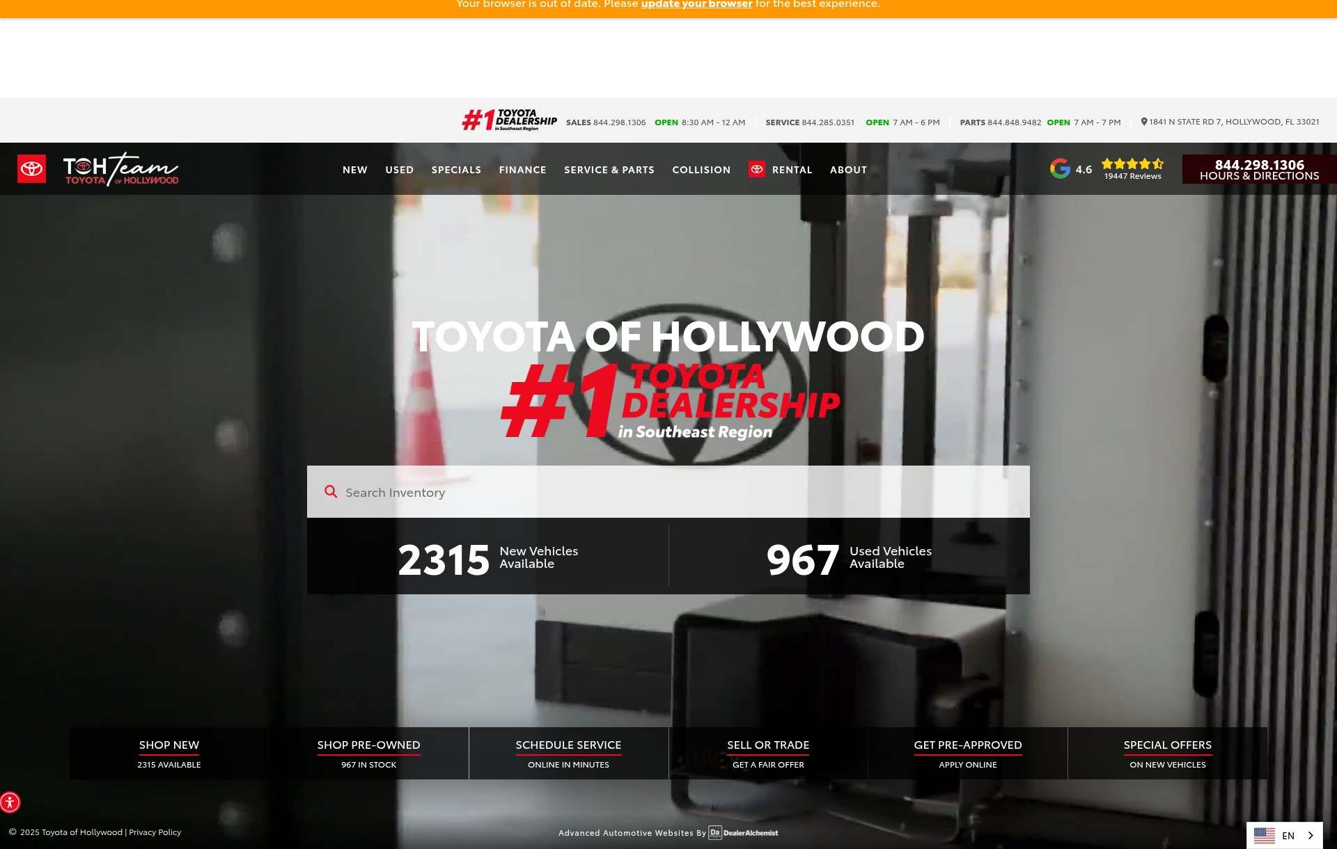 Screenshot of www.toyotaofhollywood.com