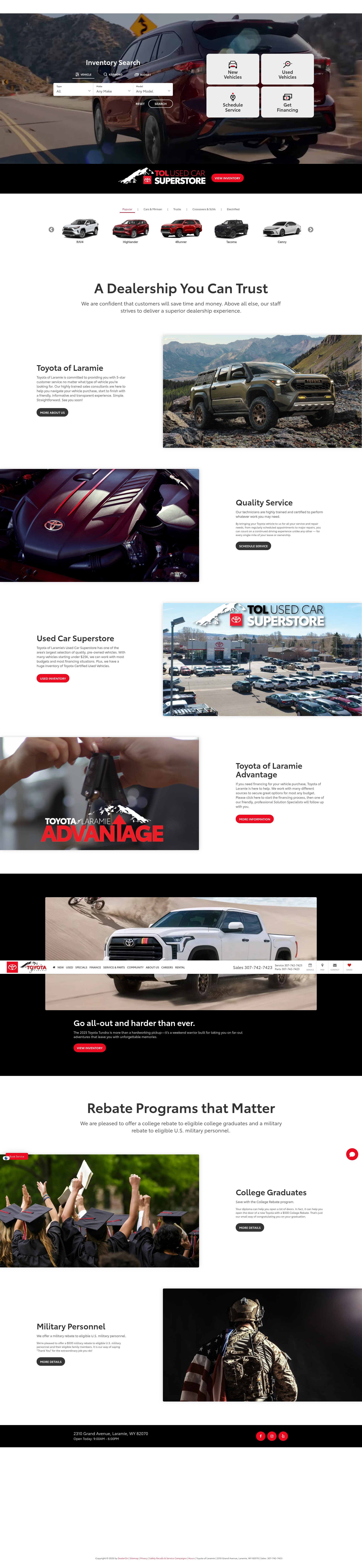 Screenshot of www.toyotaoflaramie.com