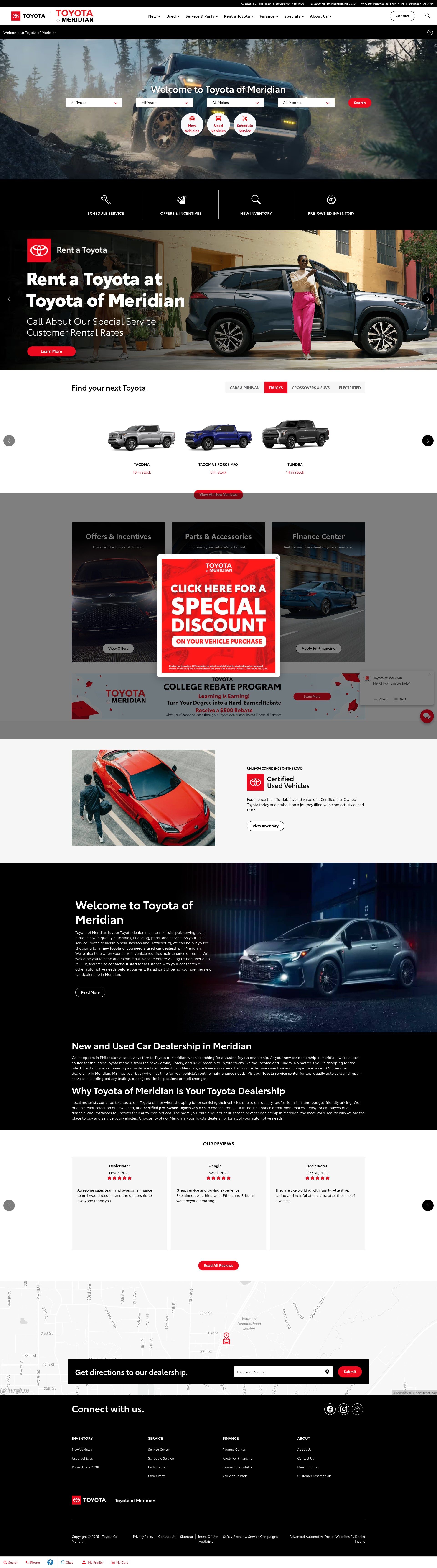Screenshot of www.toyotaofmeridian.com