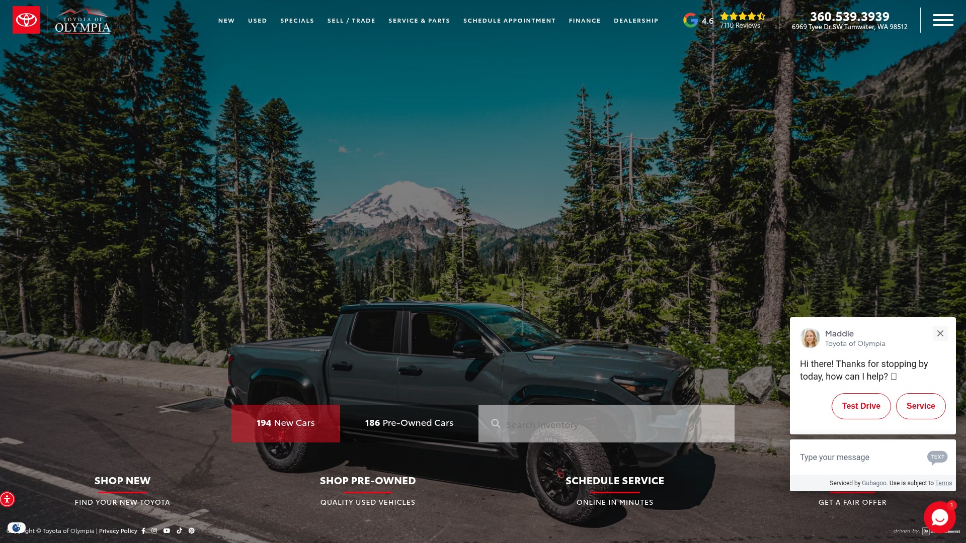 Screenshot of www.toyotaofolympia.com