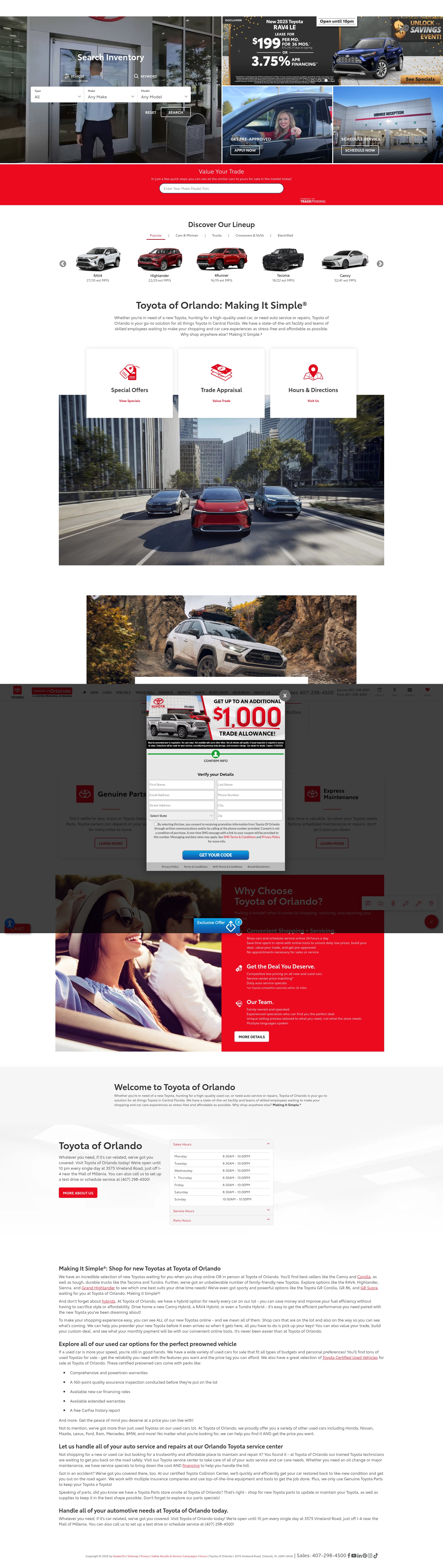 Screenshot of www.toyotaoforlando.com