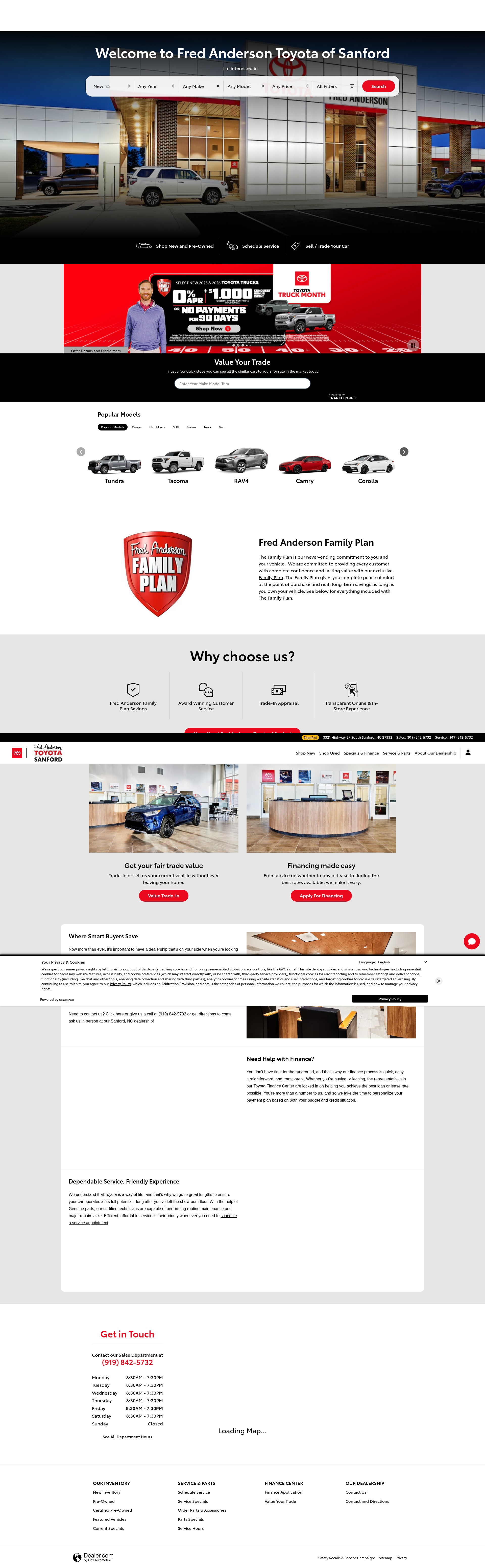 Screenshot of www.toyotaofsanford.com