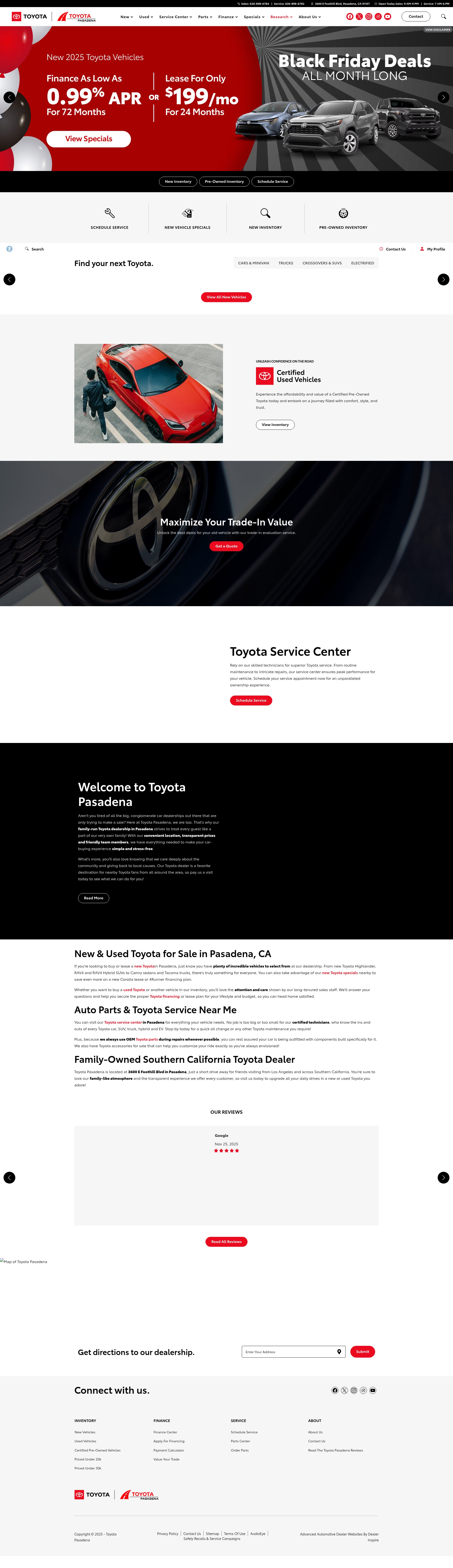 Screenshot of www.toyotapasadena.com