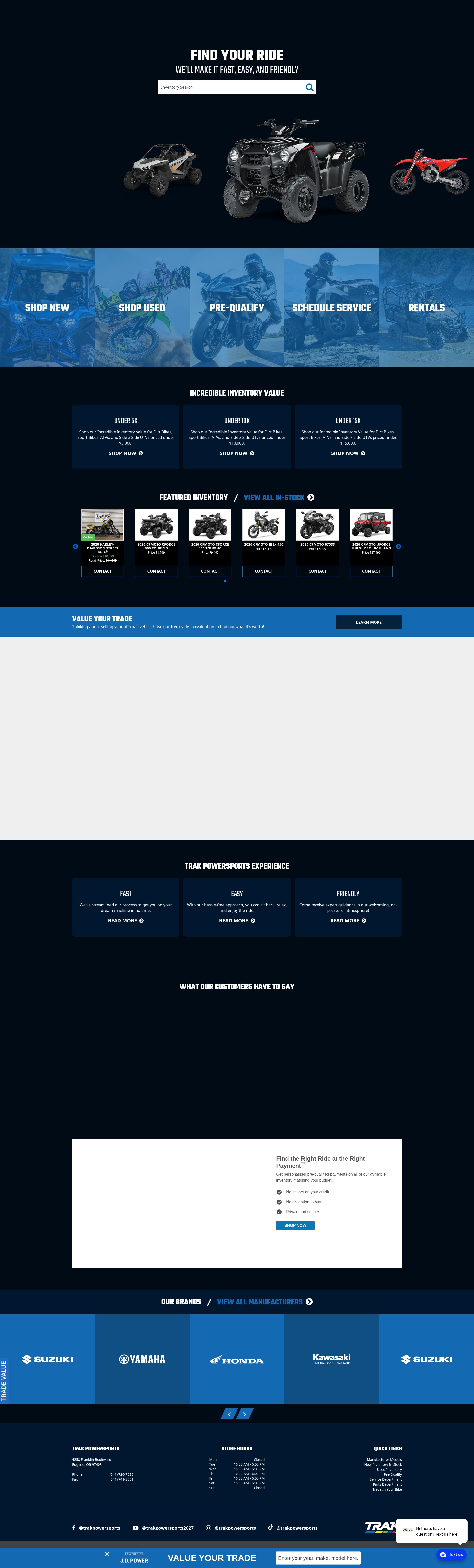 Screenshot of www.trakpowersports.com