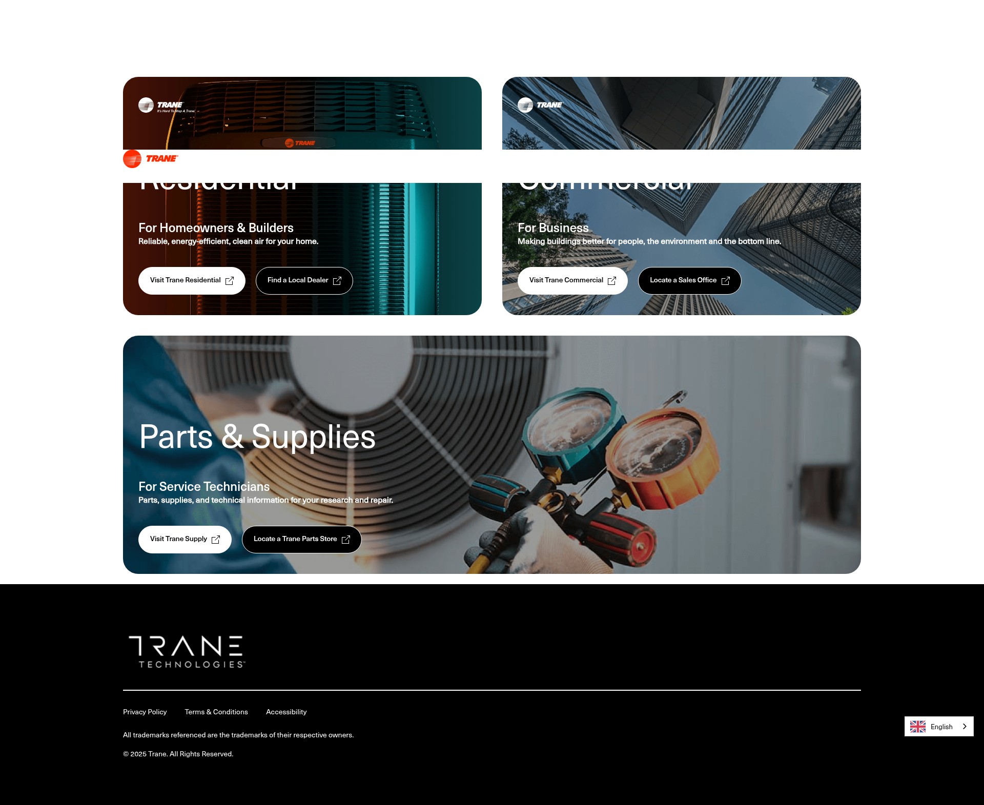 Screenshot of www.trane.com