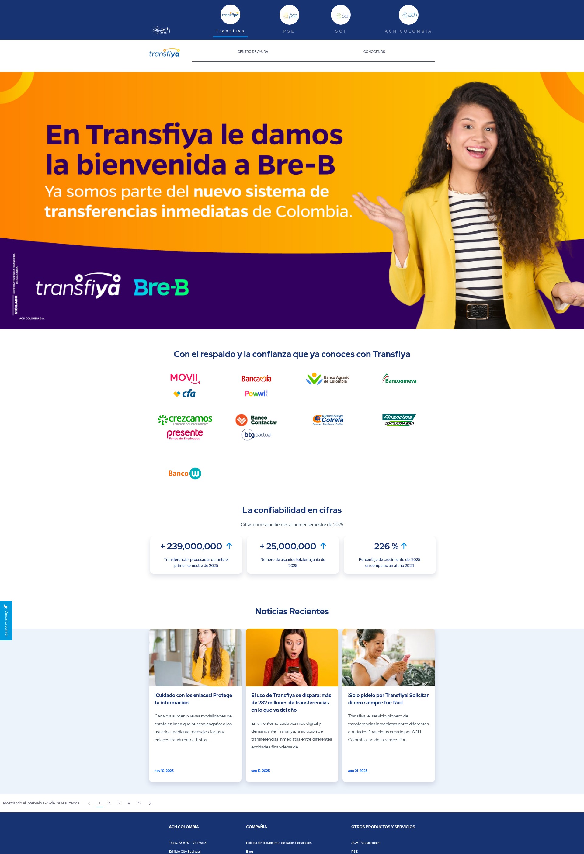 Screenshot of www.transfiya.com.co