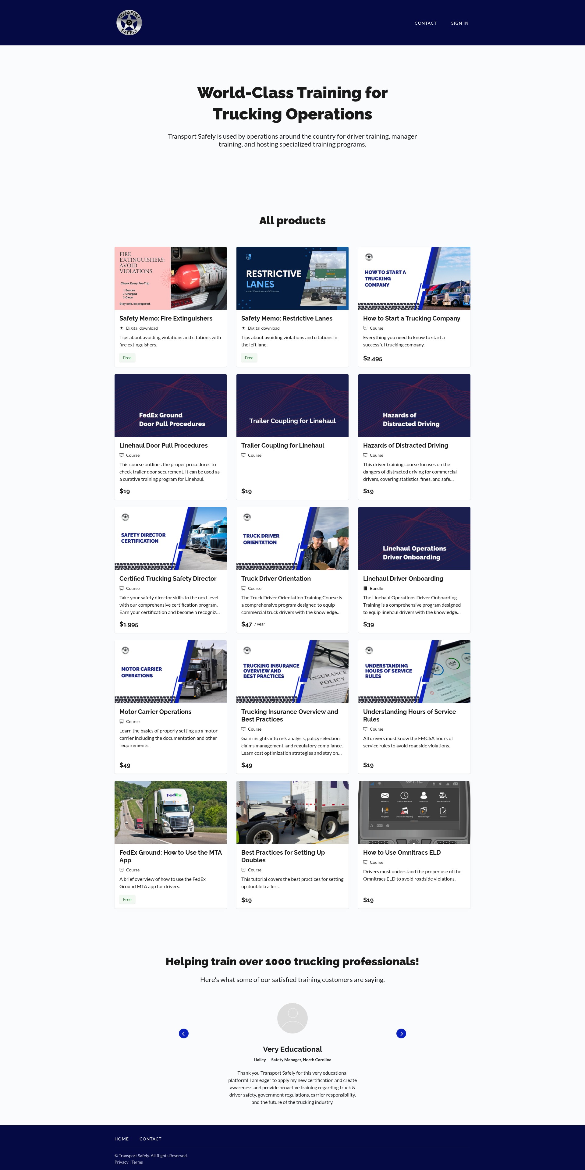 Screenshot of www.transportsafely.com