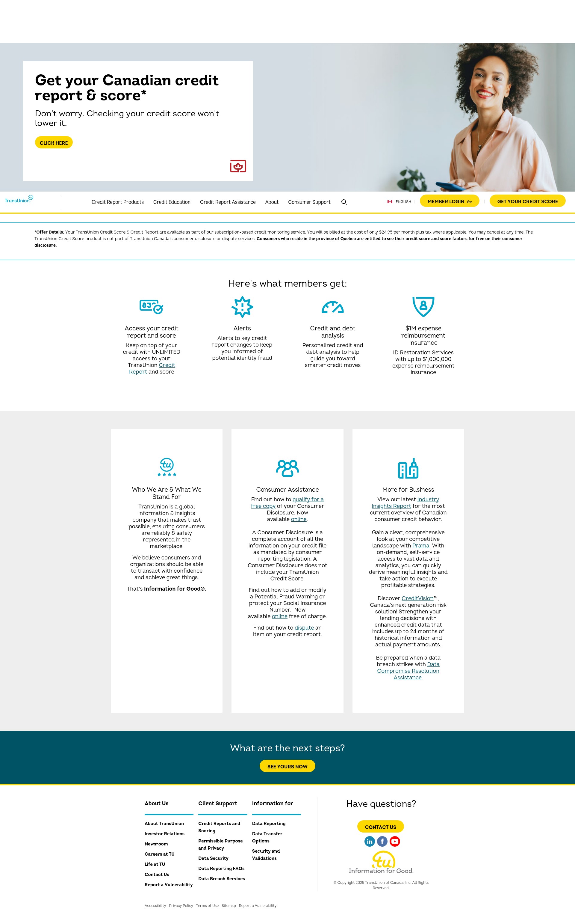 Screenshot of www.transunion.ca