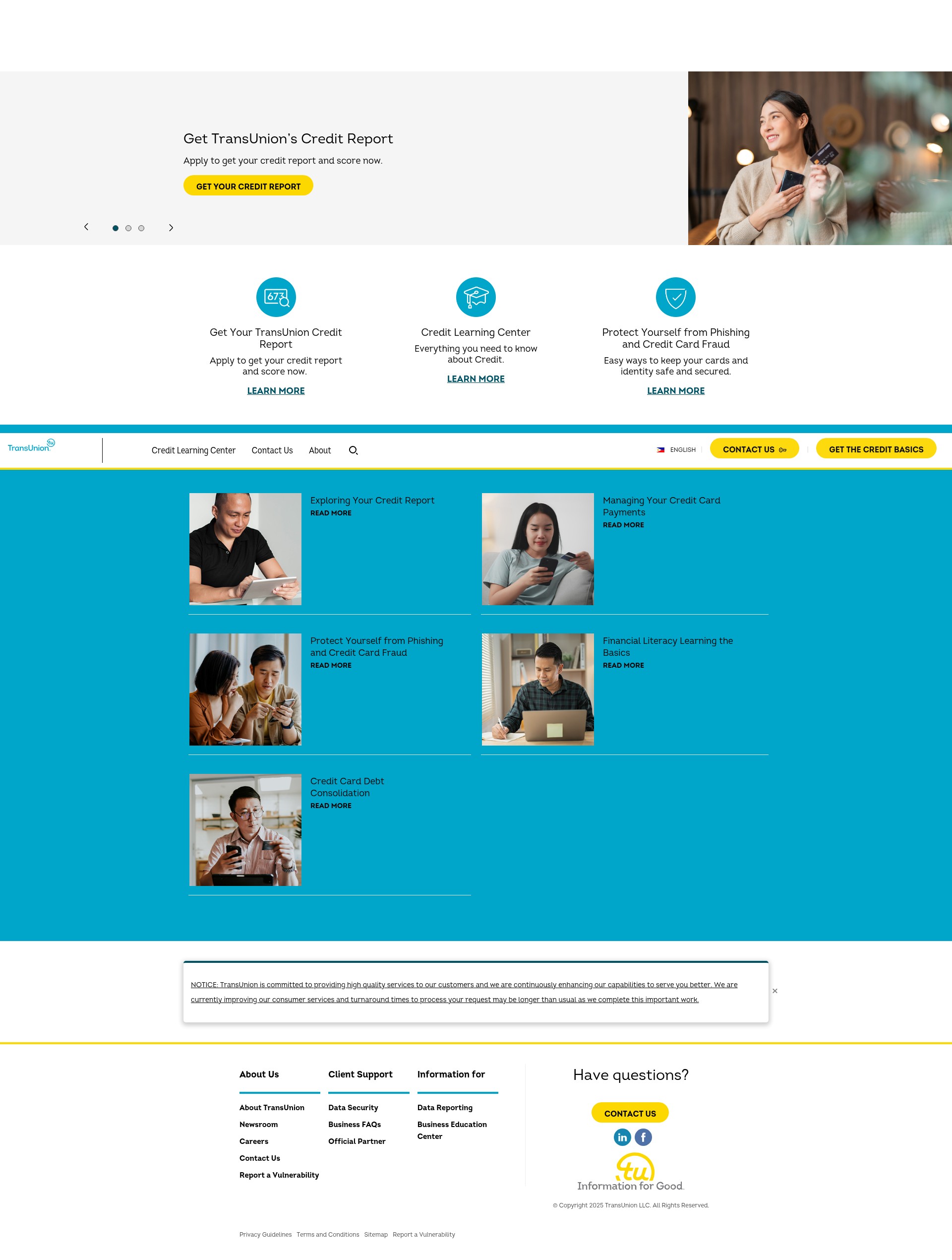 Screenshot of www.transunion.ph