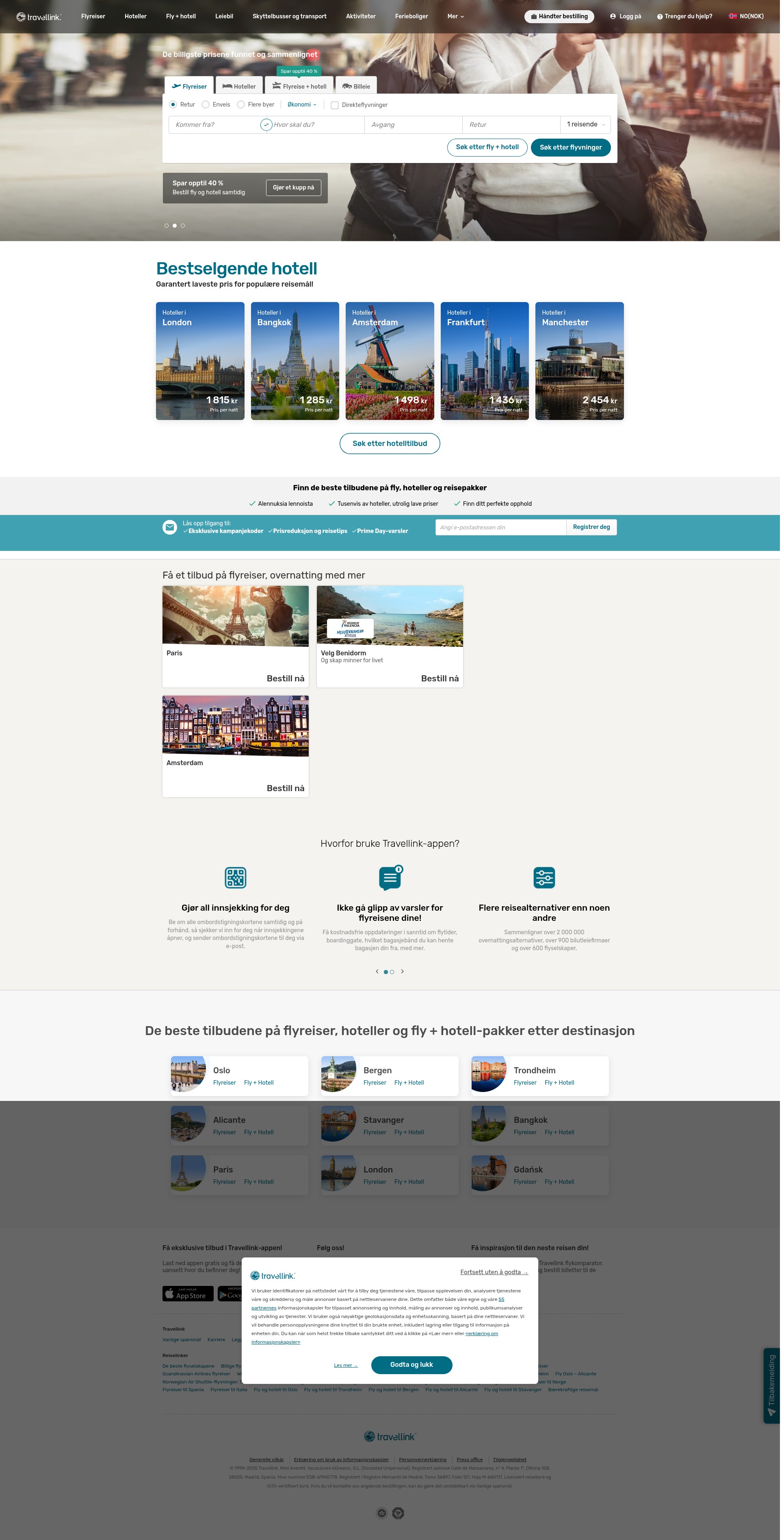 Screenshot of www.travellink.no