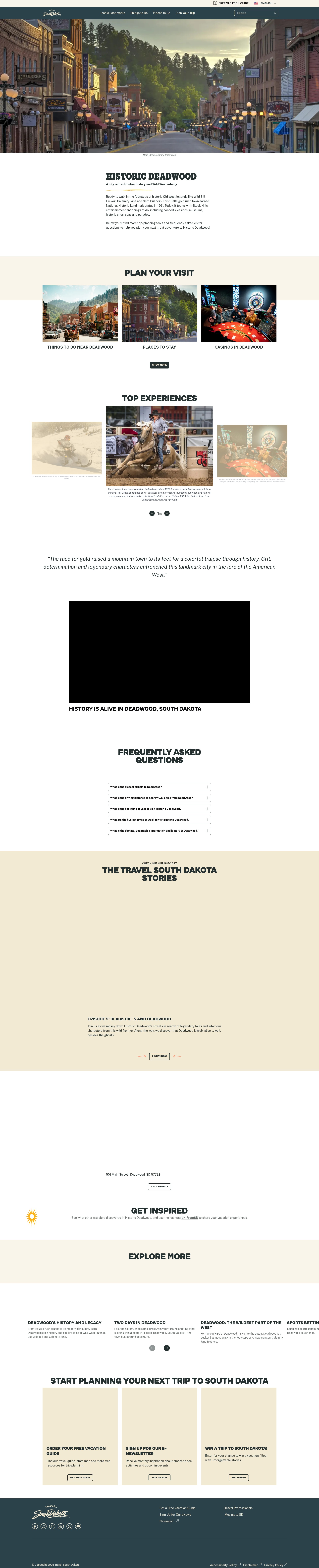 Screenshot of www.travelsouthdakota.com
