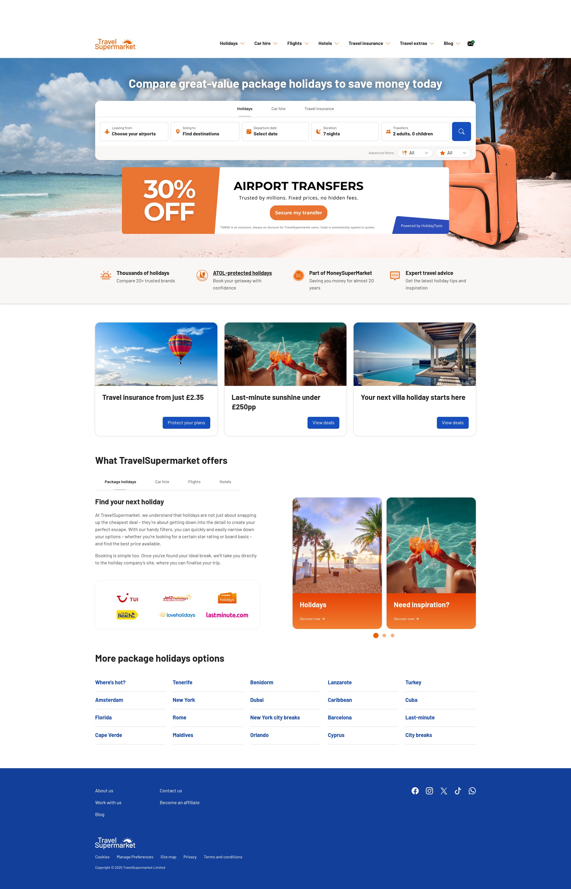 Screenshot of www.travelsupermarket.com