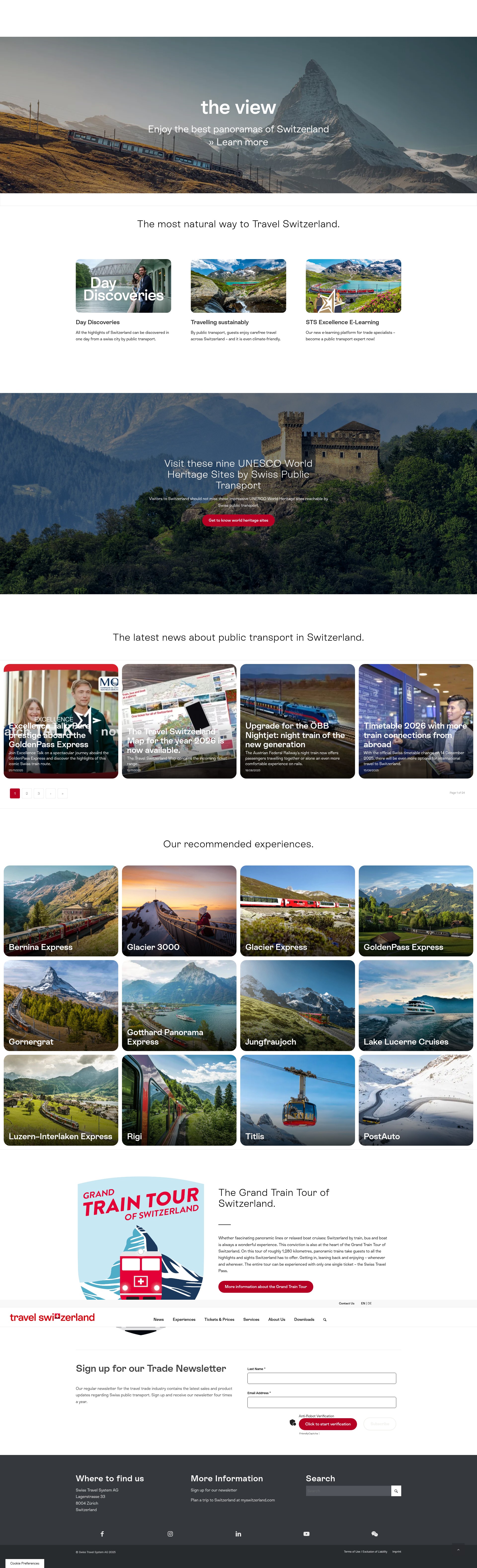 Screenshot of www.travelswitzerland.com