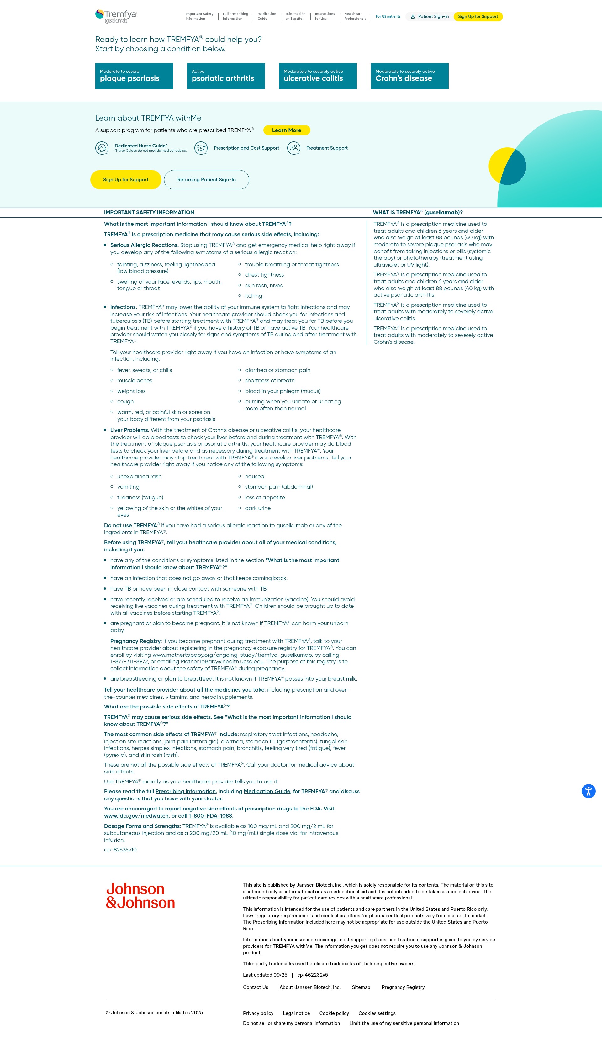 Screenshot of www.tremfya.com