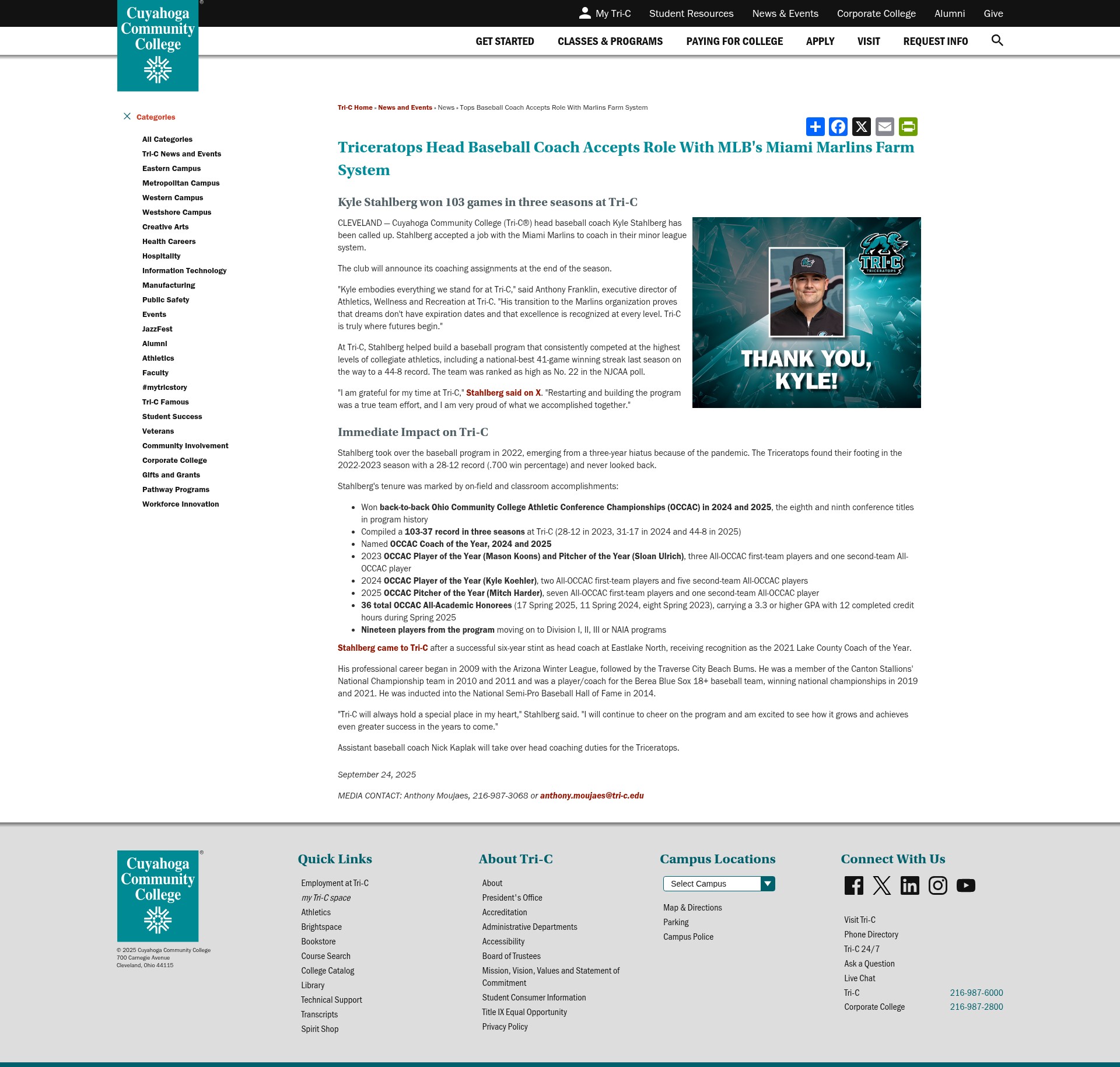 Screenshot of www.tri-c.edu
