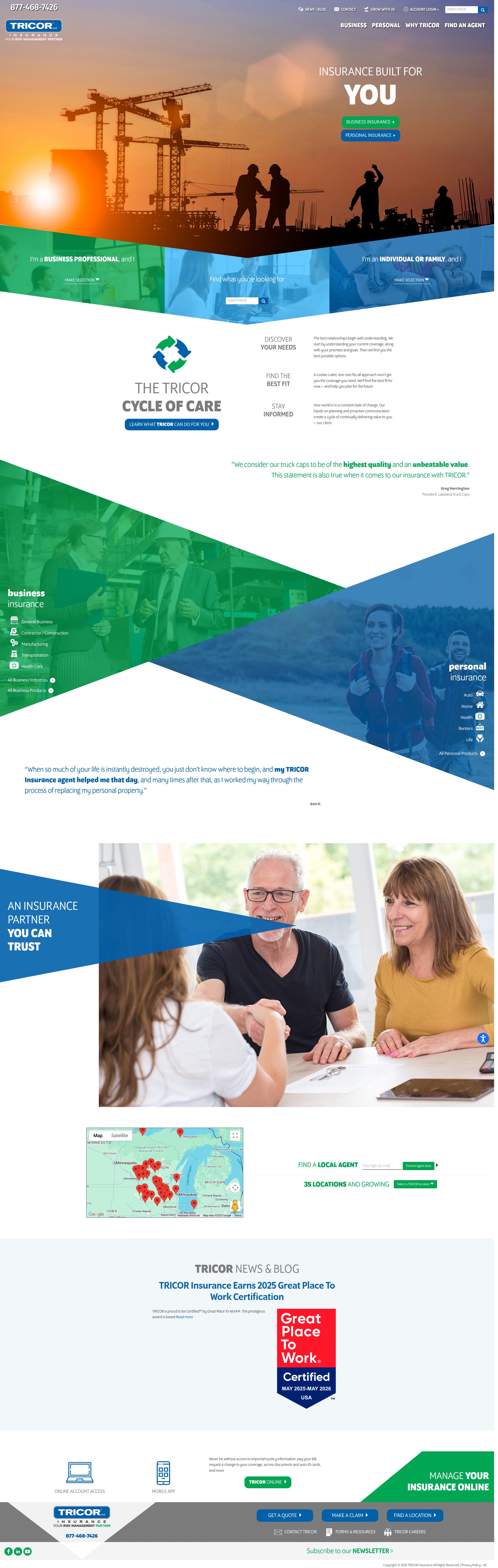 Screenshot of www.tricorinsurance.com